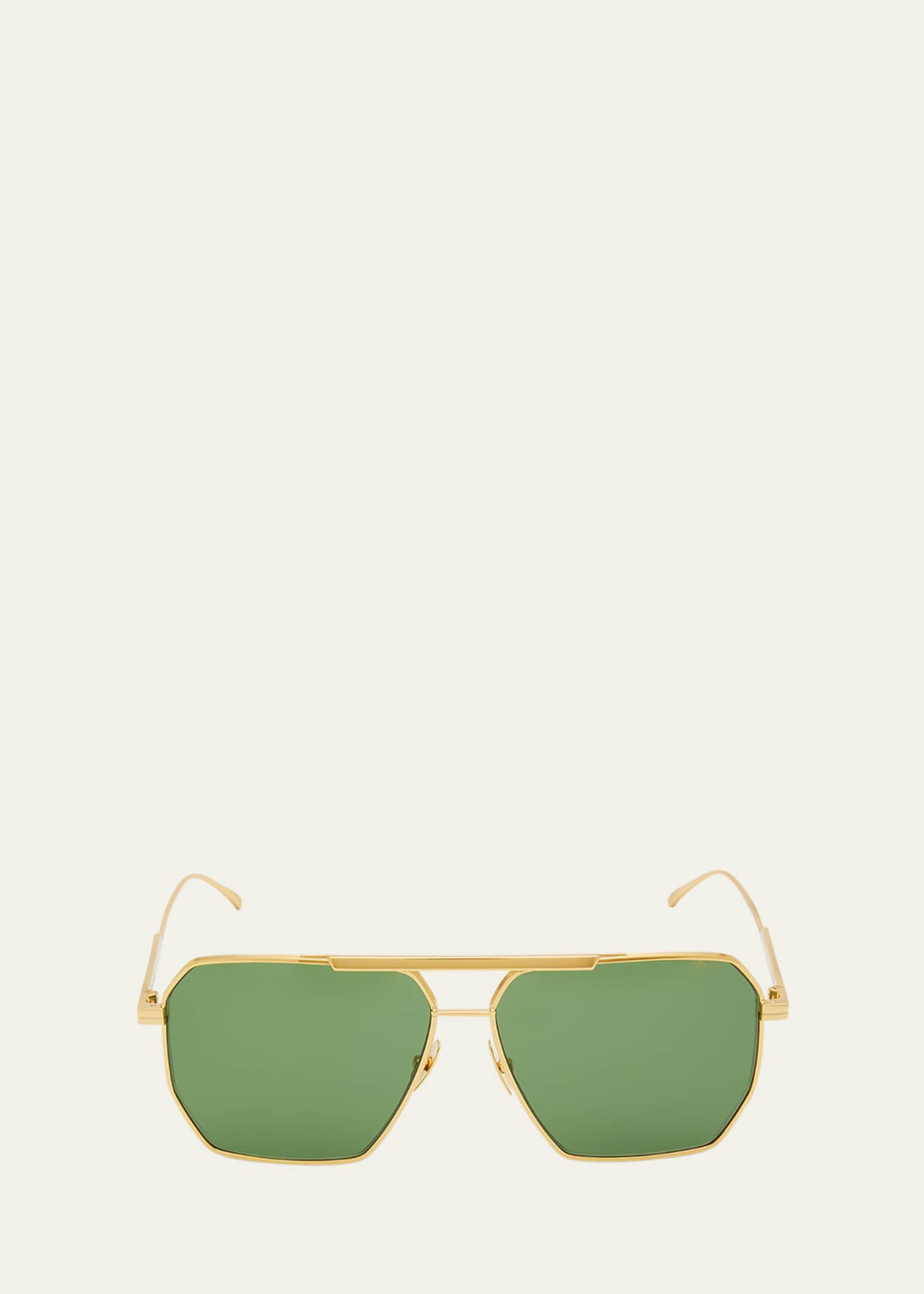 Oversized square gold aviator sunglasses Bottega Veneta BV 1012 col.004  green lenses, Occhiali