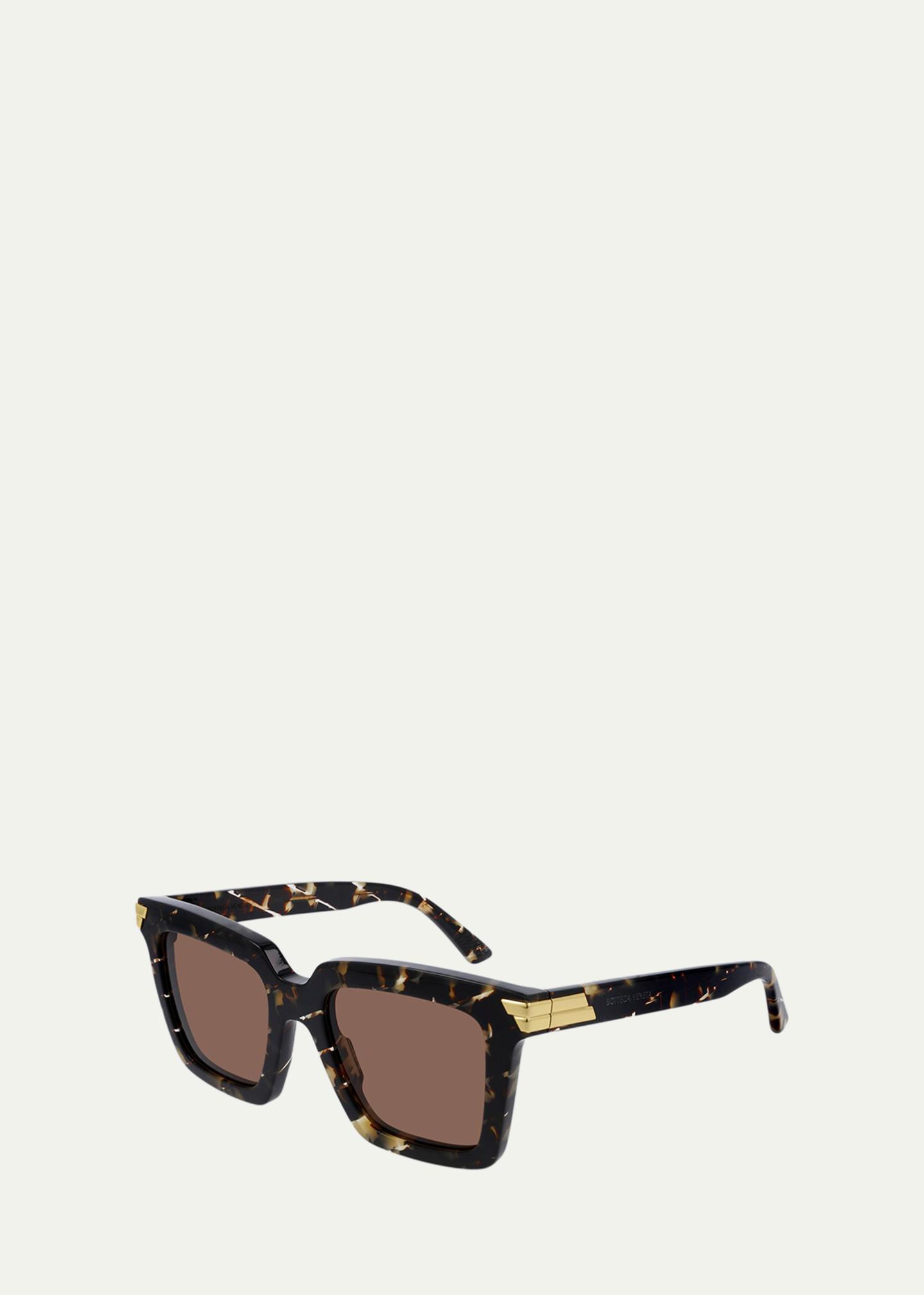 Bottega Veneta Chunky Square Sunglasses Bottega Veneta BV1230S-002 Green Transparent Square  main image 2