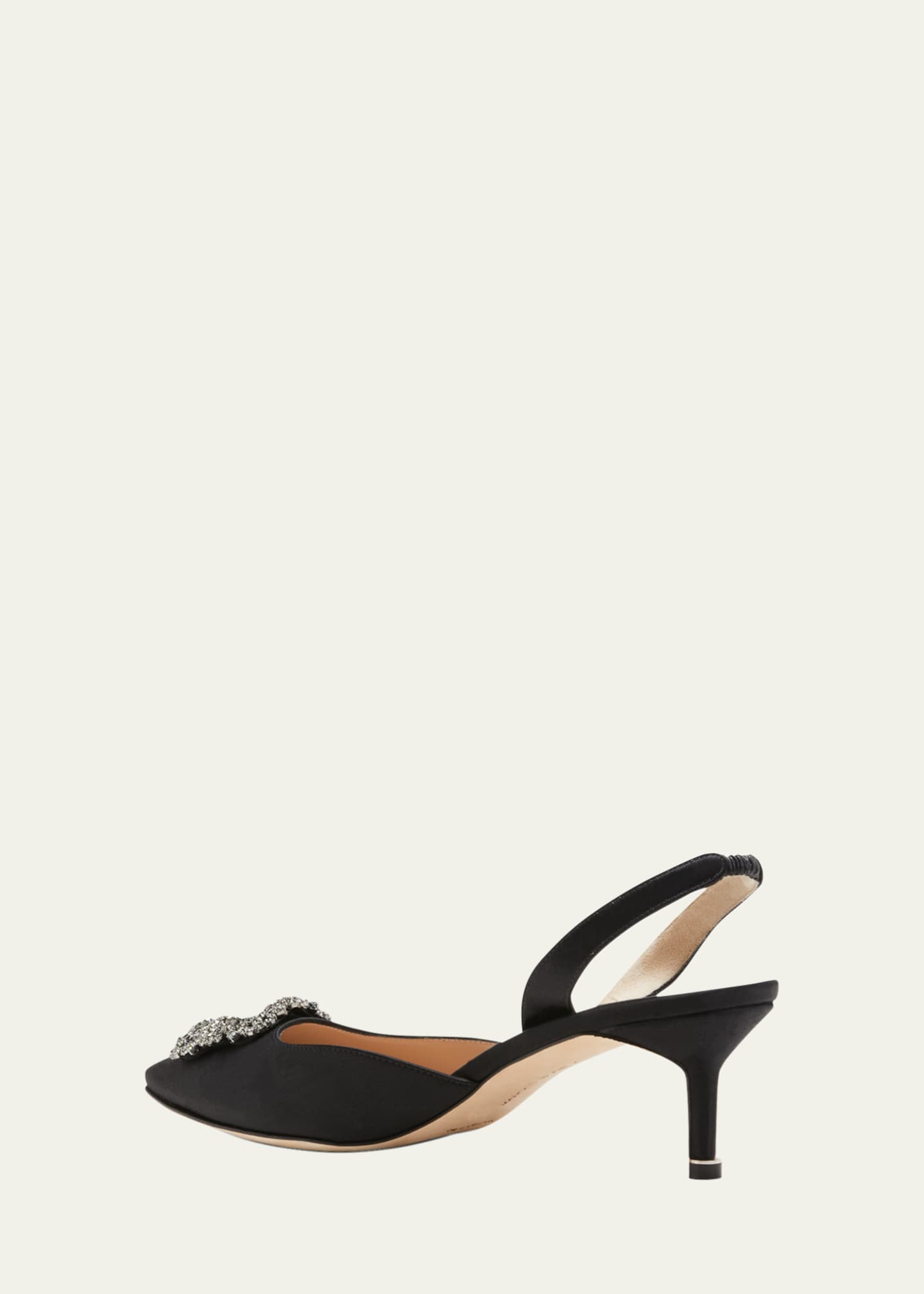 Manolo Blahnik Hangisi Kitten-Heel Satin Slingback Pumps Image 4 of 5
