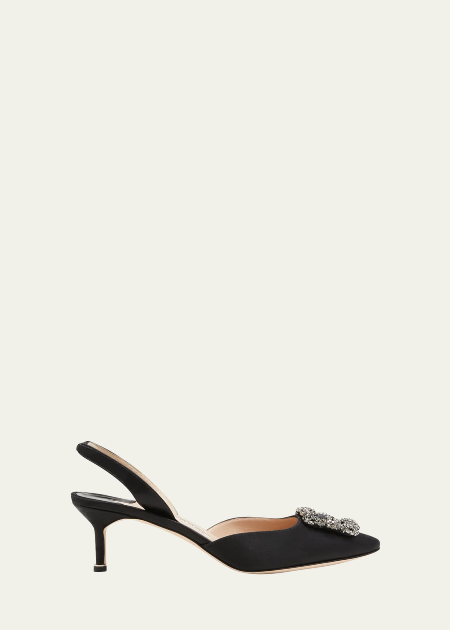 Manolo Blahnik Hangisi Kitten-Heel Satin Slingback Pumps - Bergdorf Goodman