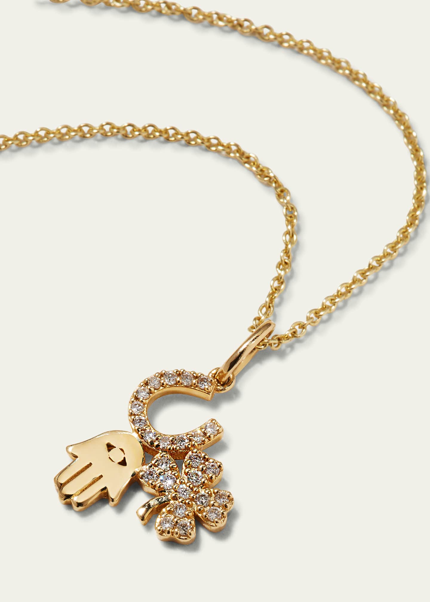 Sydney Evan 14k Diamond Luck & Protection Trio Necklace Image 3 of 4