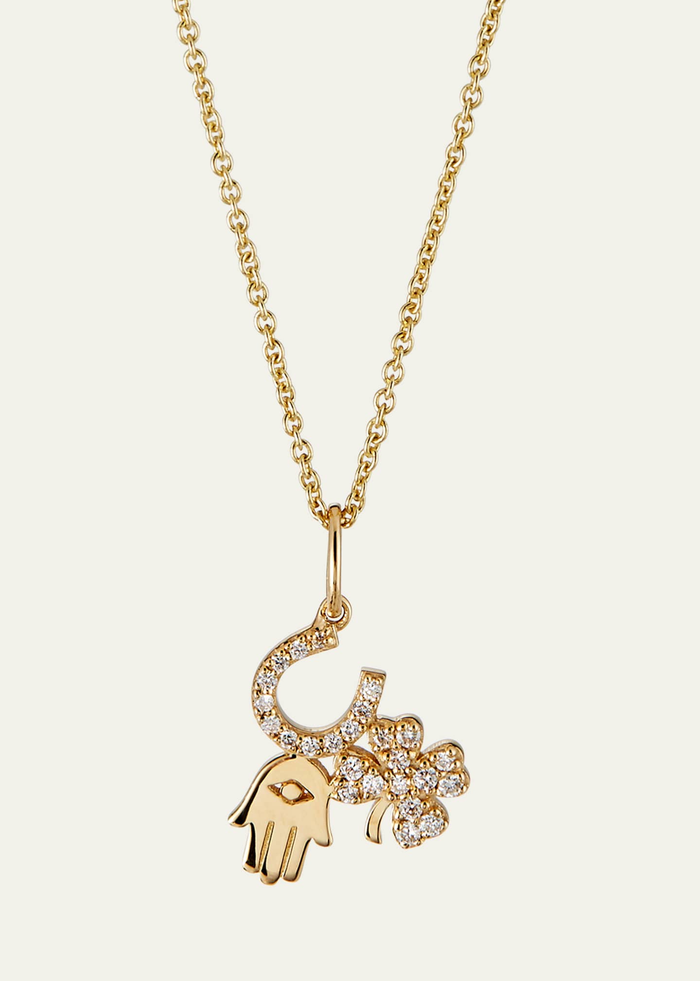 Sydney Evan 14k Diamond Luck & Protection Trio Necklace Image 1 of 4