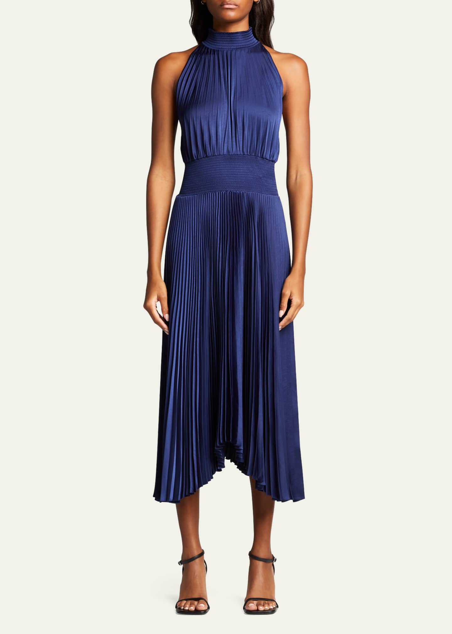 A.L.C. Renzo Pleated Halter Midi Dress Bergdorf Goodman
