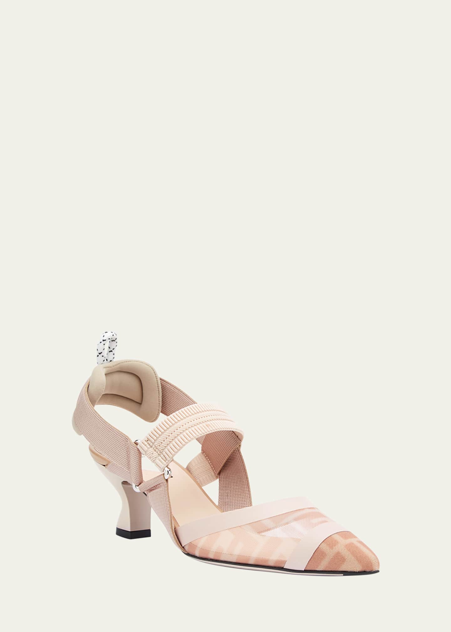 Fendi Colibri 55mm FF Mesh Slingback Pumps Image 3 of 6