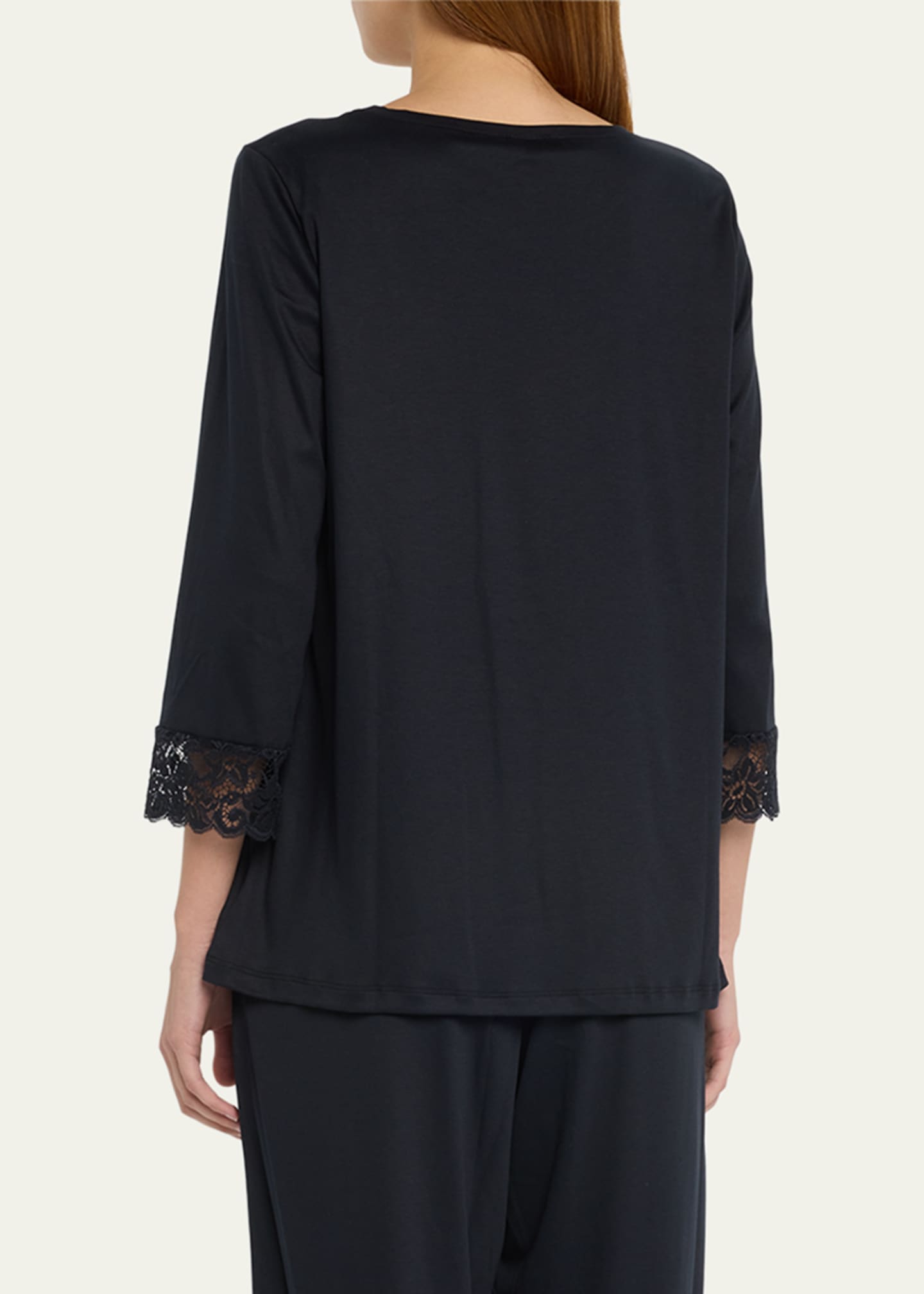 Hanro Moments Lace-Trim Cropped Pajama Set Image 3 of 5