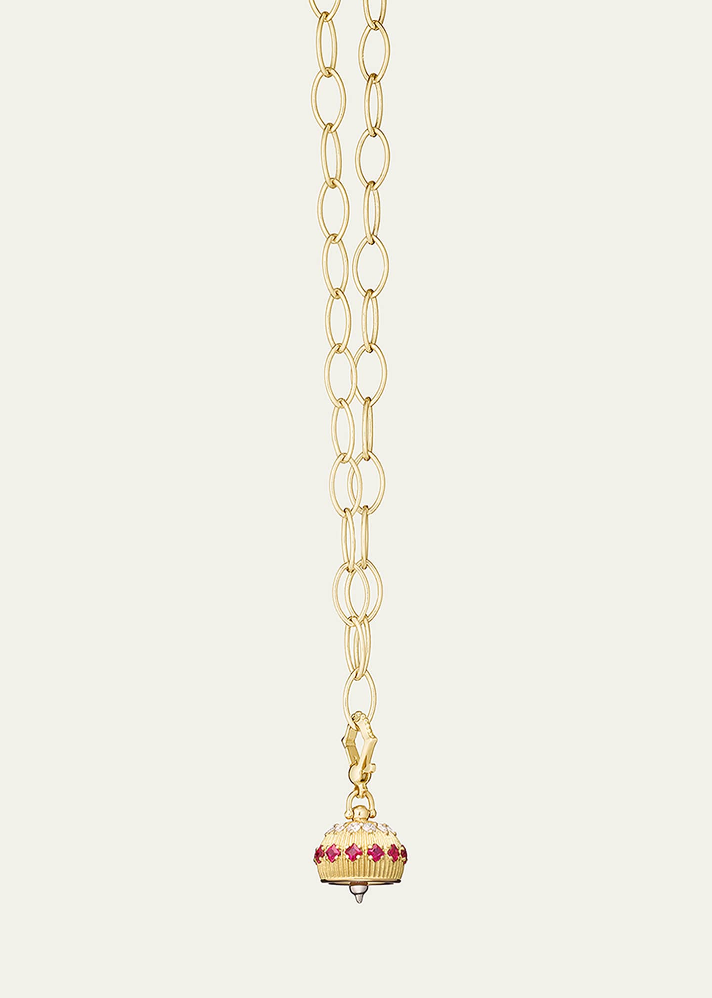 Paul Morelli 18k Diamond/Ruby Meditation Bell Pendant, 12mm Image 2 of 2