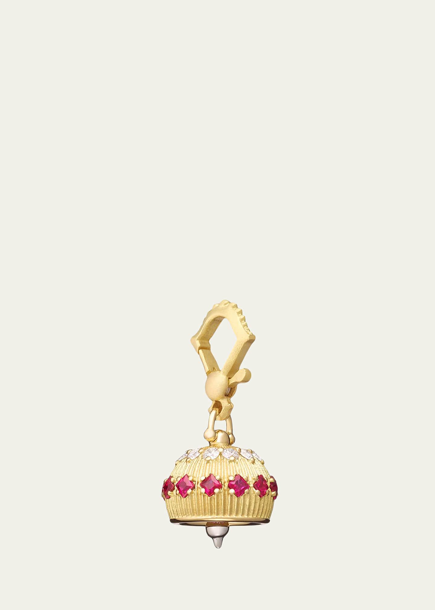 Paul Morelli 18k Diamond/Ruby Meditation Bell Pendant, 12mm Image 1 of 2