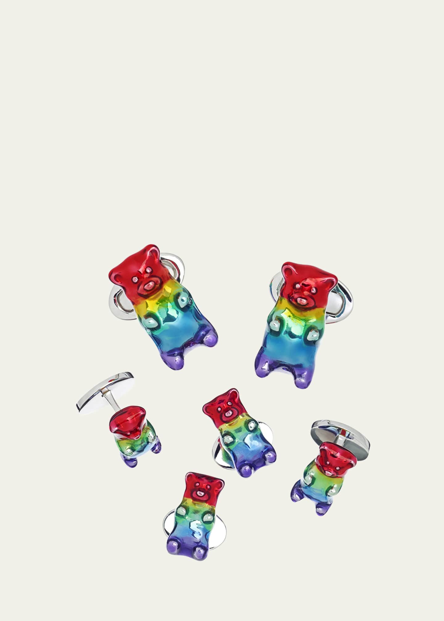 Jan Leslie Men's Rainbow Gummy Bear Cufflink Stud Set