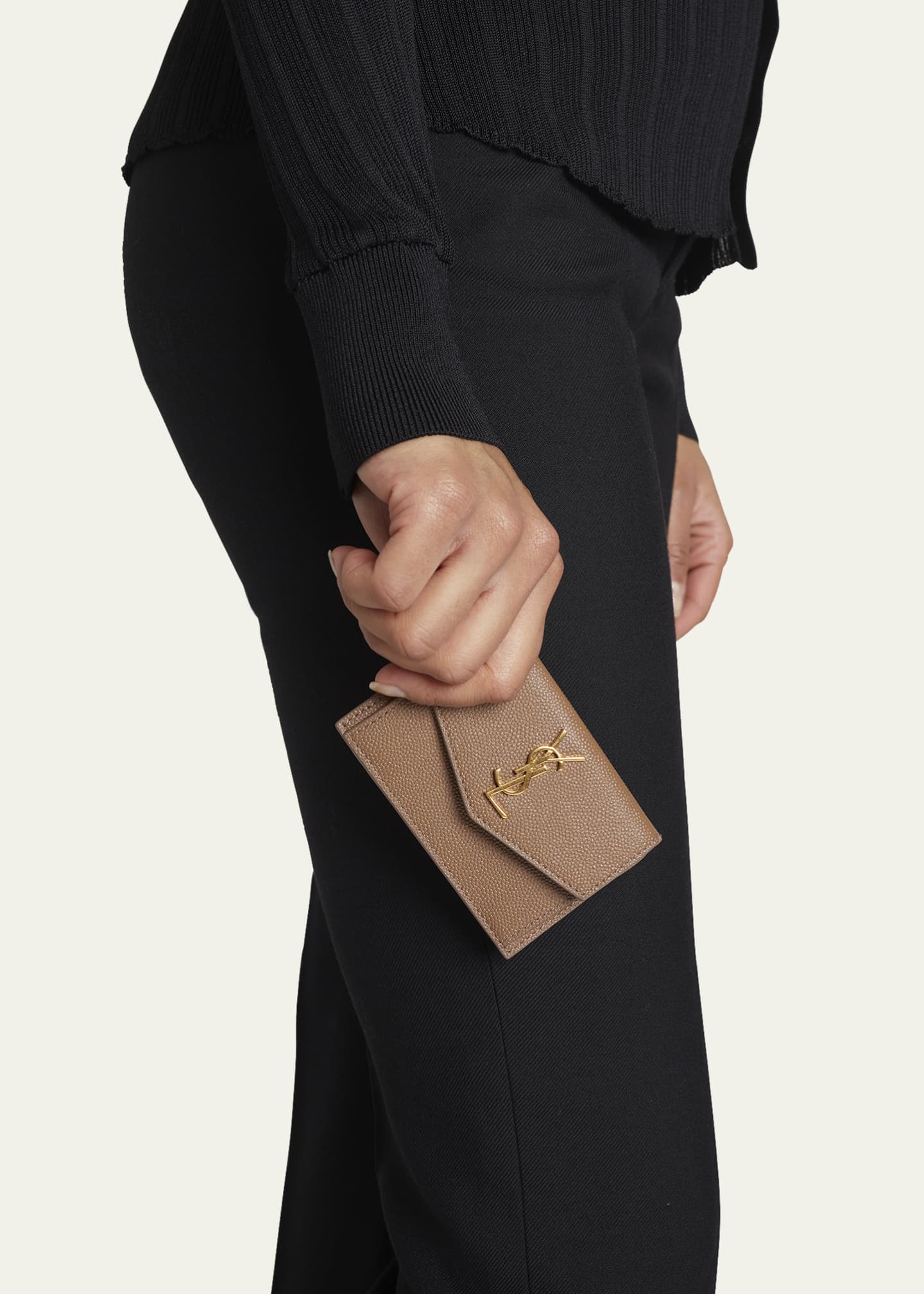 Saint Laurent YSL Flap Top Leather Envelope Wallet Bergdorf Goodman