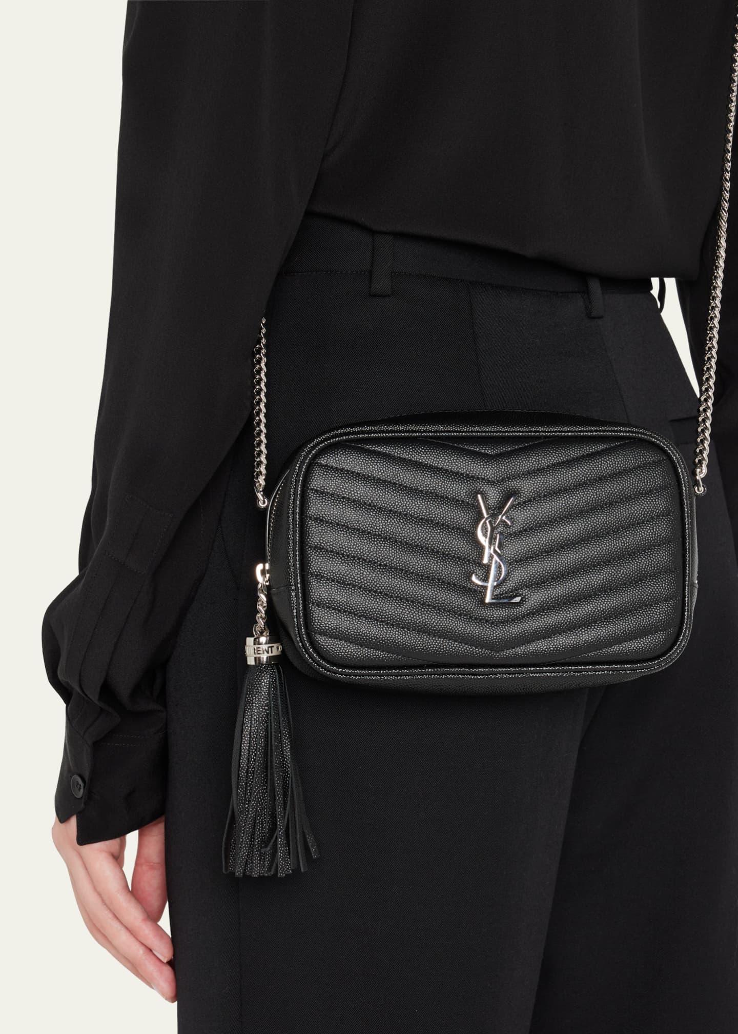 Saint Laurent Lou Mini Camera Bag in Grained Quilted Leather with