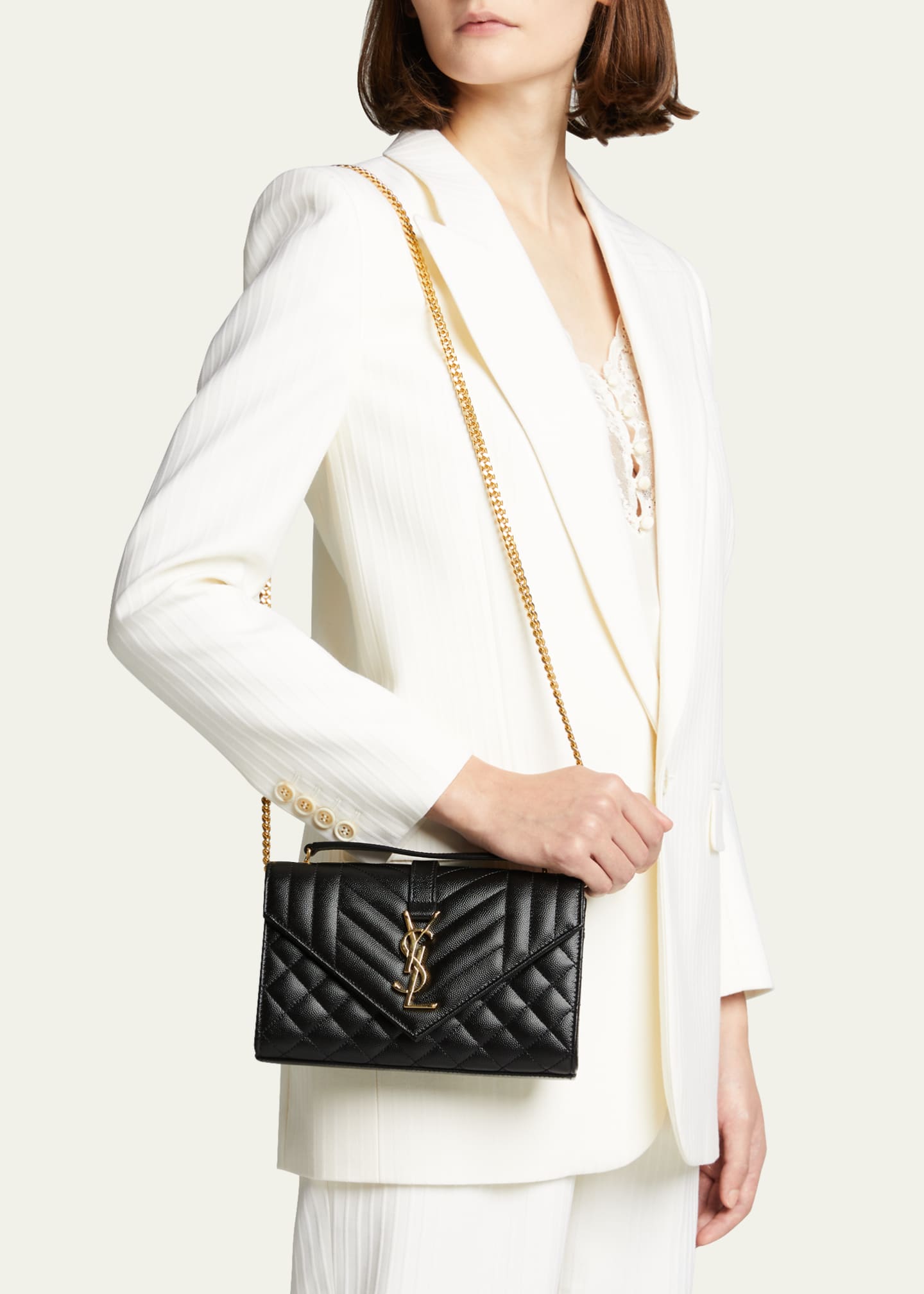 Saint Laurent Small YSL Envelope Leather Crossbody Bag - Bergdorf Goodman