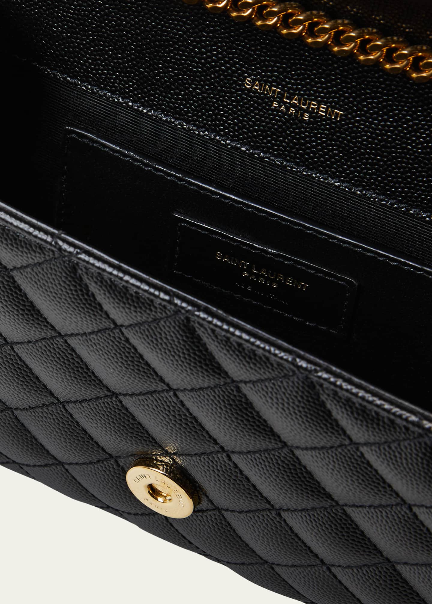 Saint Laurent Envelope Triquilt Small YSL Shoulder Bag in Grained Leather Image 4 of 7