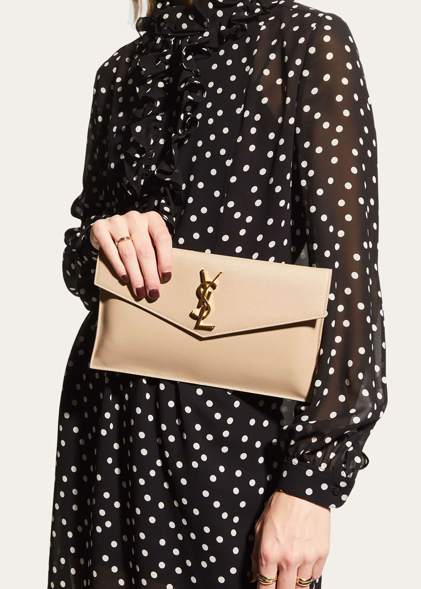【関税&送料込】Saint Laurent Uptown Pouch Saint Laurent Uptown YSL Pouch in Grained Leather - Bergdorf