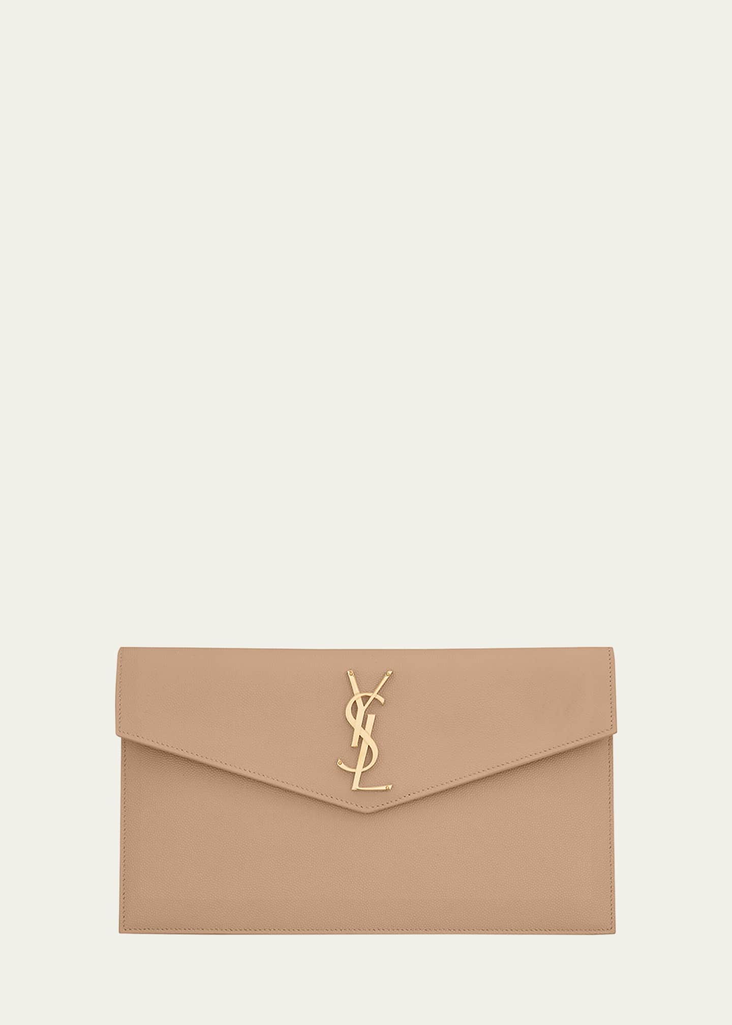 Saint Laurent Uptown YSL Pouch in Grained Leather - Bergdorf