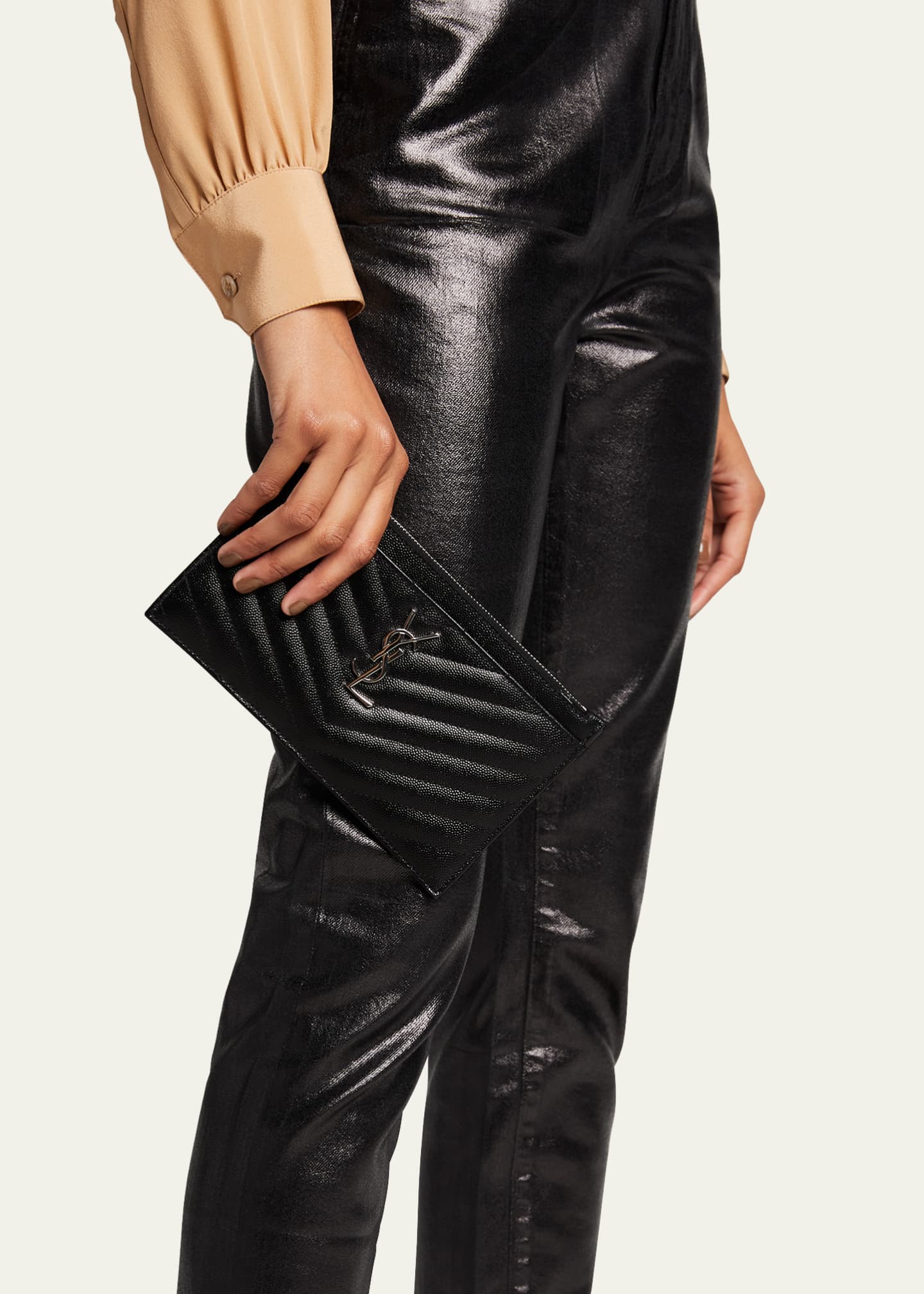 Ysl monogram quilted leather pouch cheap