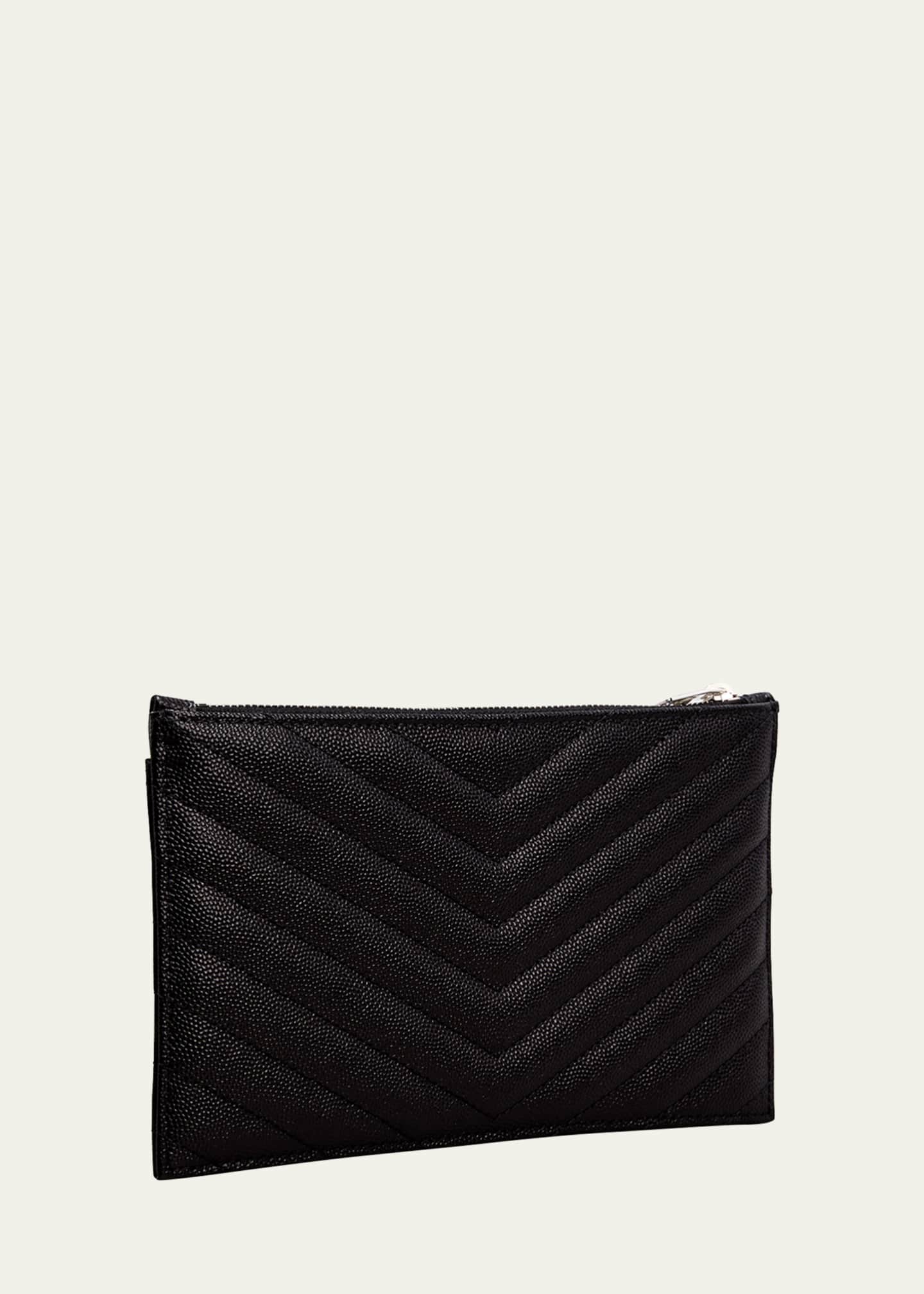 Saint Laurent YSL Monogram Small Ziptop Bill Pouch in Grained Leather Bergdorf Goodman