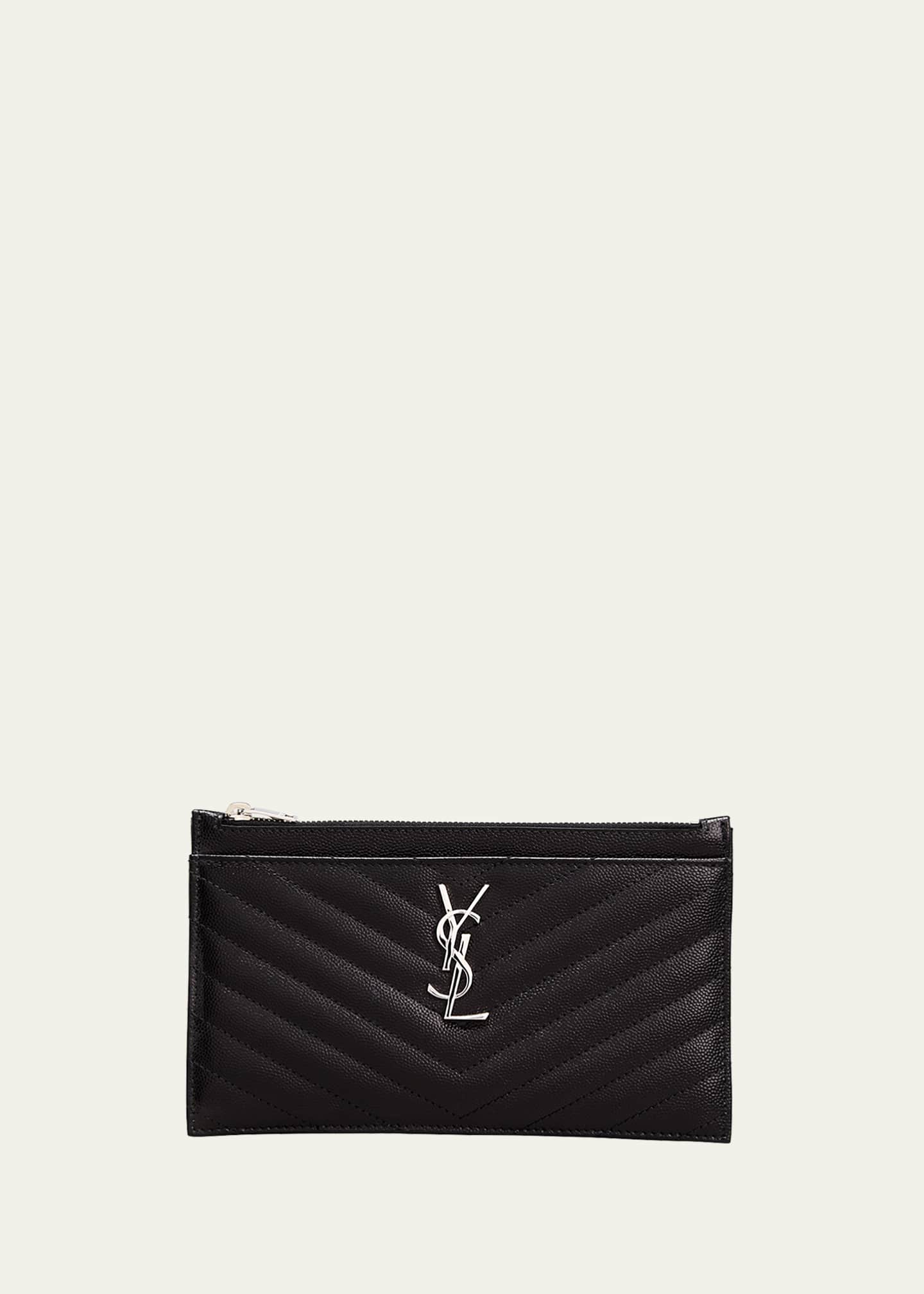 Yves Saint Laurent Black Chevron Quilted Calfskin Leather Monogram