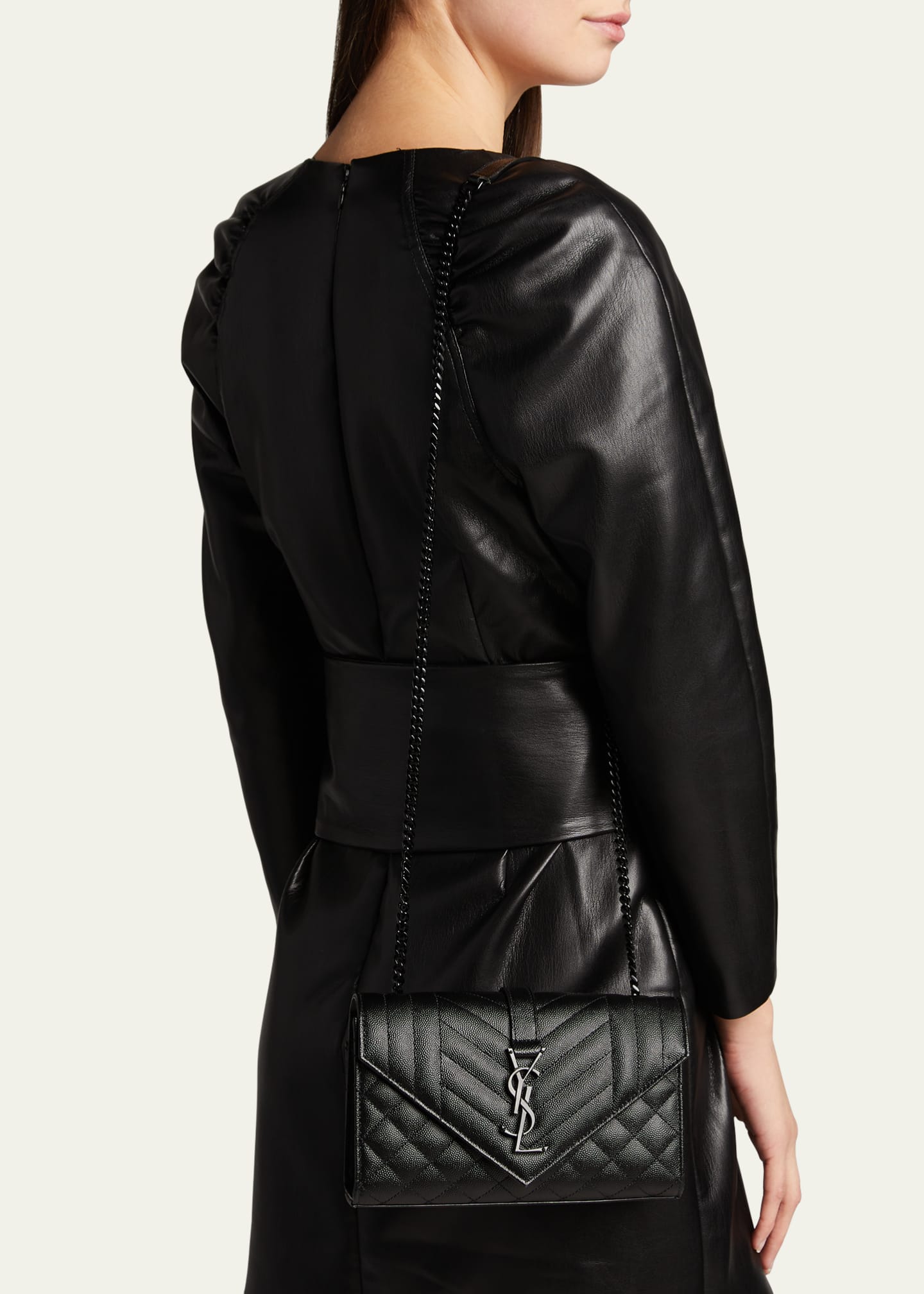 Saint Laurent Envelope Triquilt Small YSL Shoulder Bag in Grained