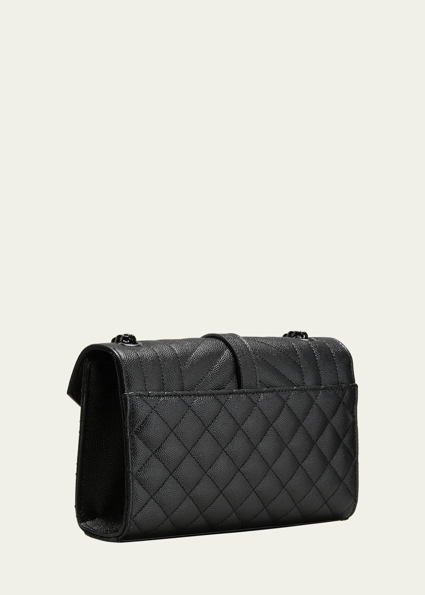 Saint Laurent Small Ysl Monogram Leather Satchel Bag Black