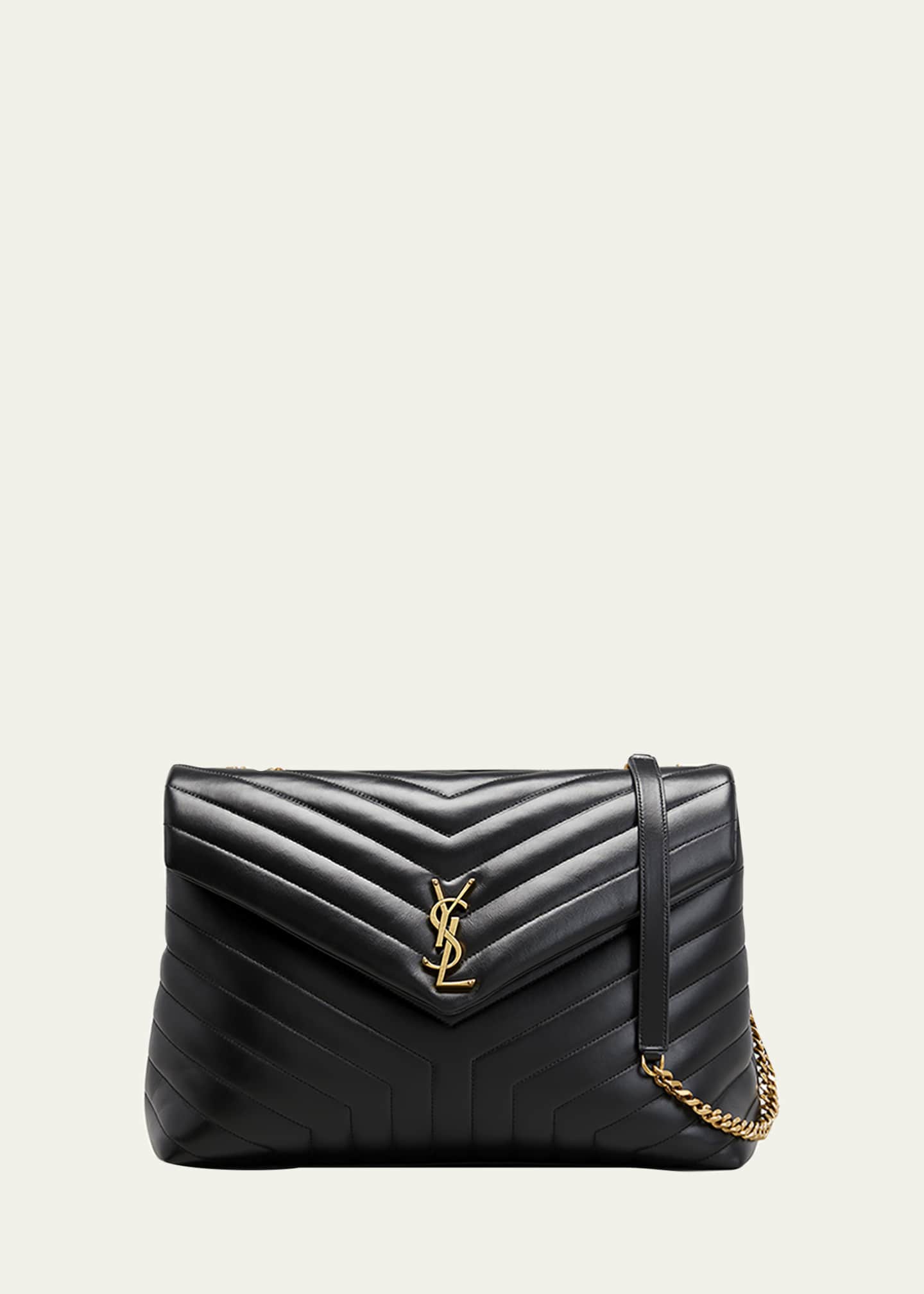 Loulou Medium Leather Shoulder Bag in Black - Saint Laurent