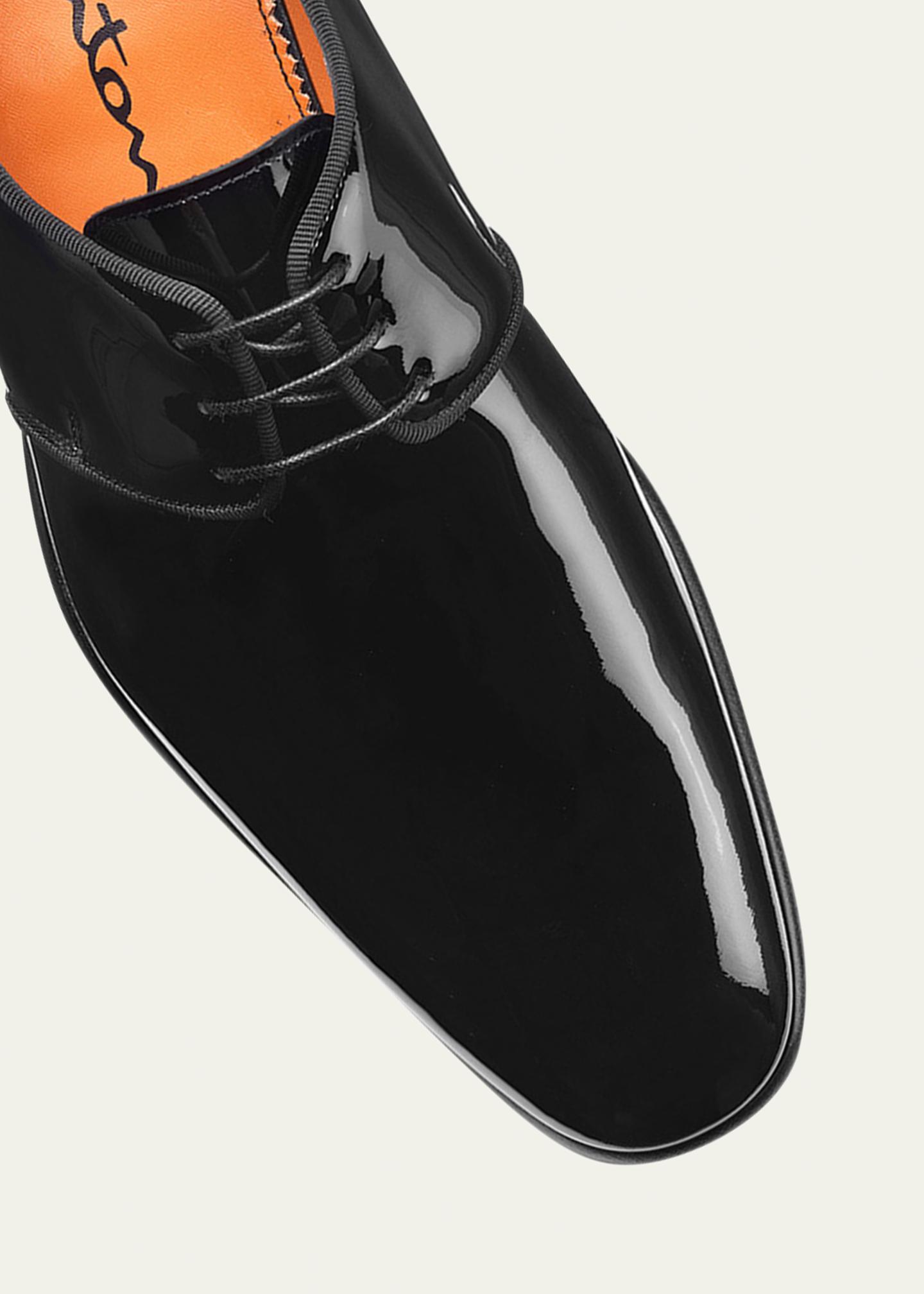santoni dress shoes Men's Patent Leather - Black inv-89 The signature Arancio Santoni Green Plus Floral Print Leather derby Color:Cocoa Baroque Floral