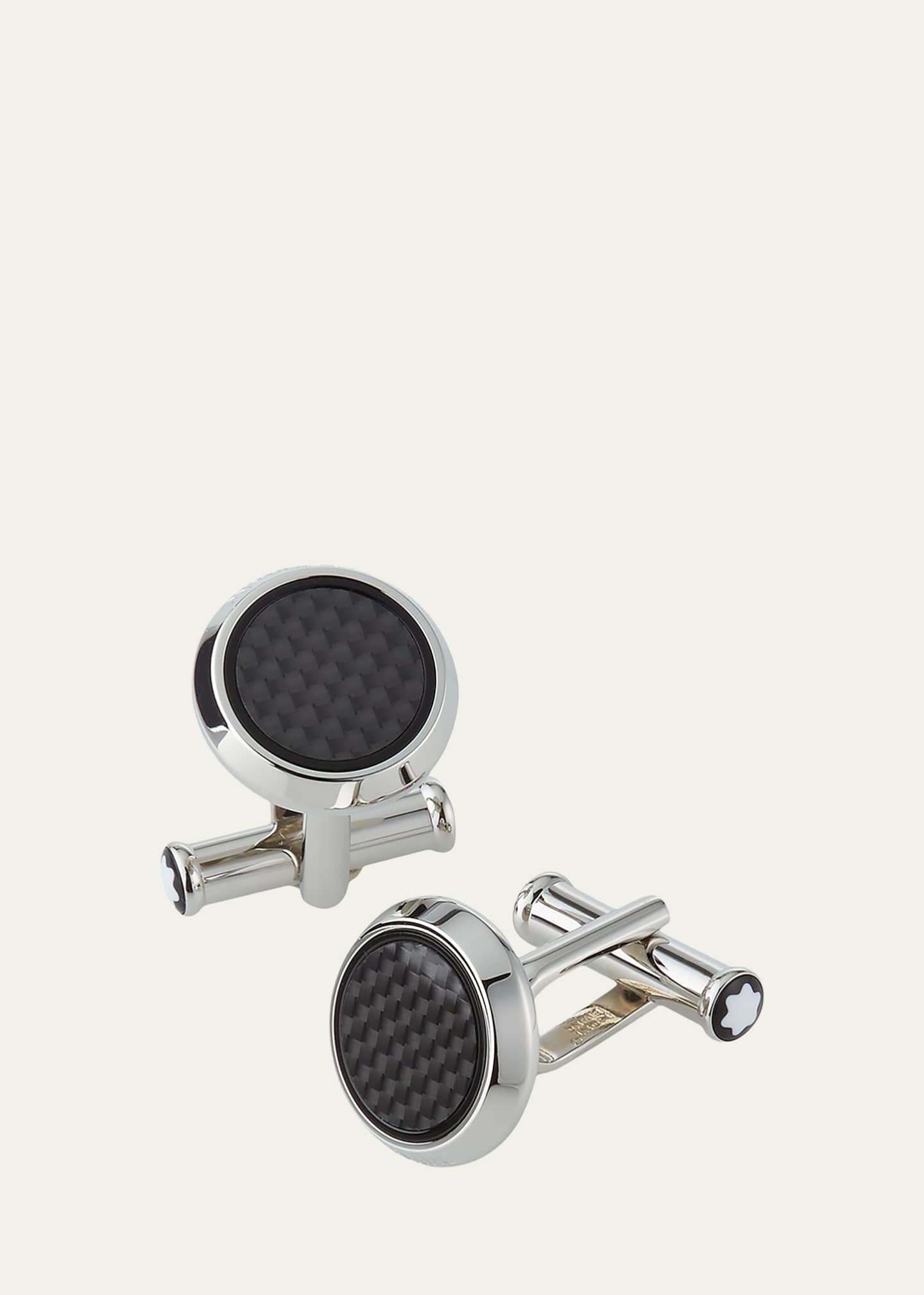 モンブラン カフス カーボン 104730 Montblanc Men's Round Carbon Fiber Cufflinks - Bergdorf Goodman