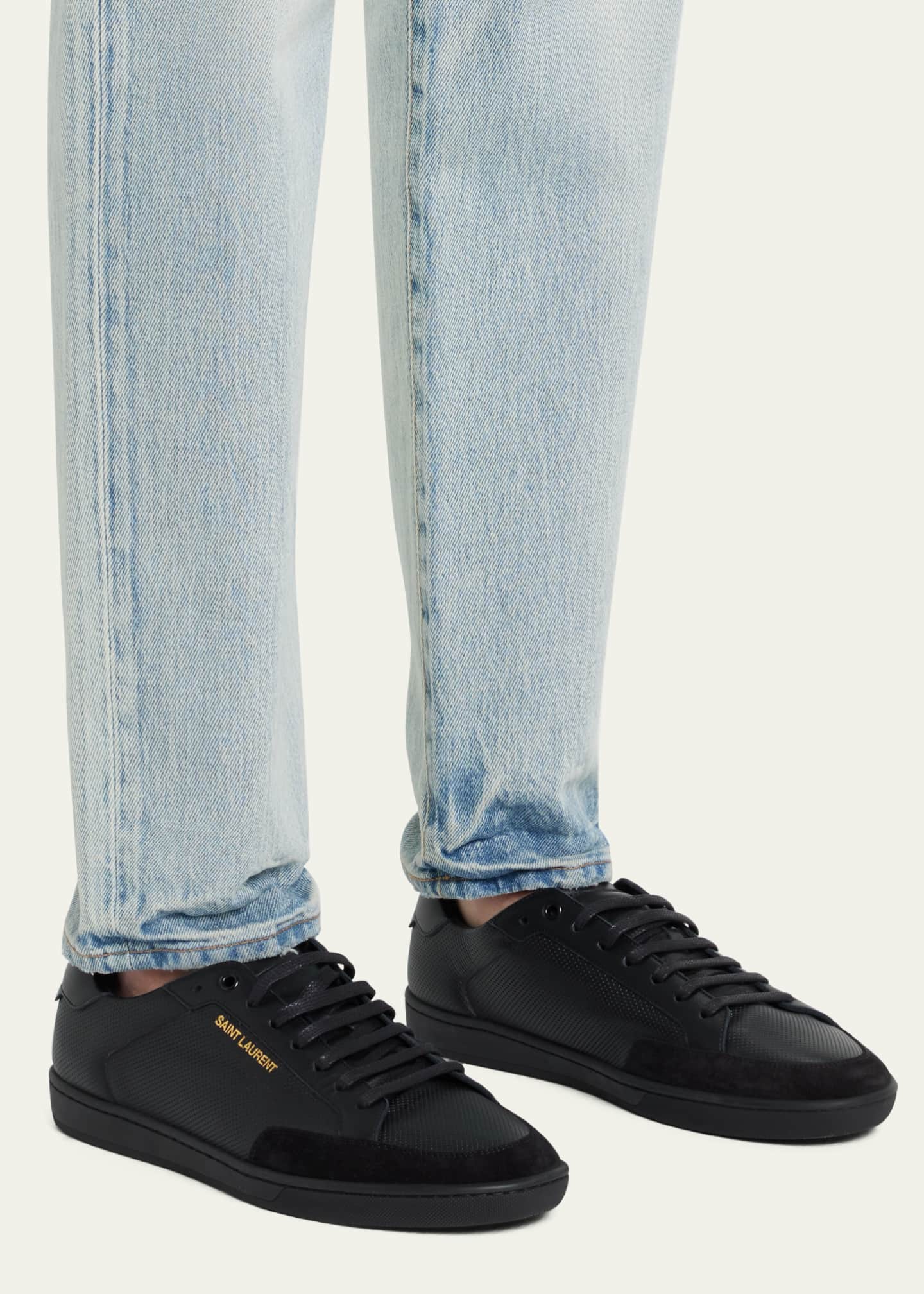 Saint Laurent Men's SL/10 Court Classic Perforated Leather Sneakers Image 2 of 5