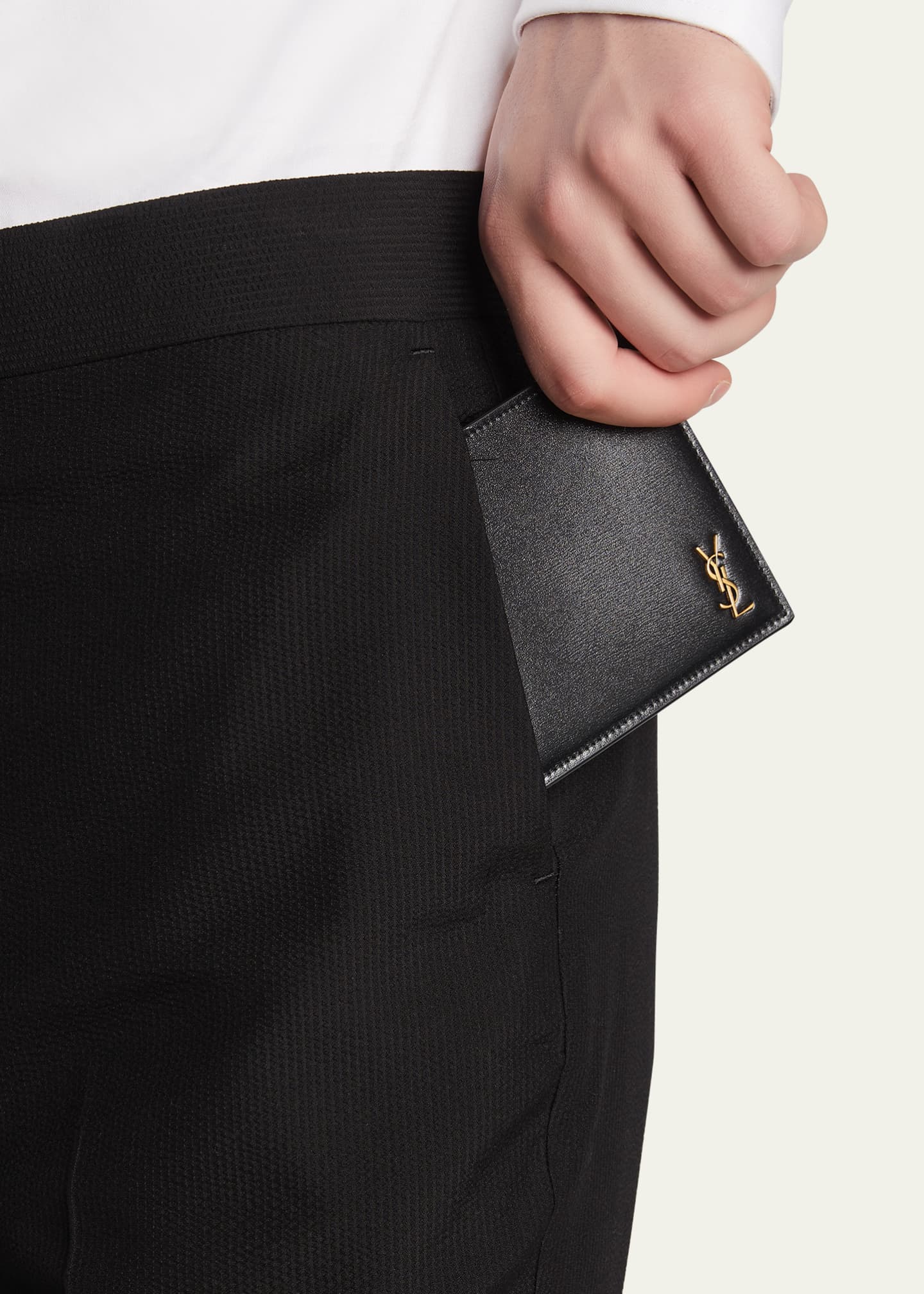 Saint Laurent Men s YSL East West Logo Bi Fold Wallet Bergdorf