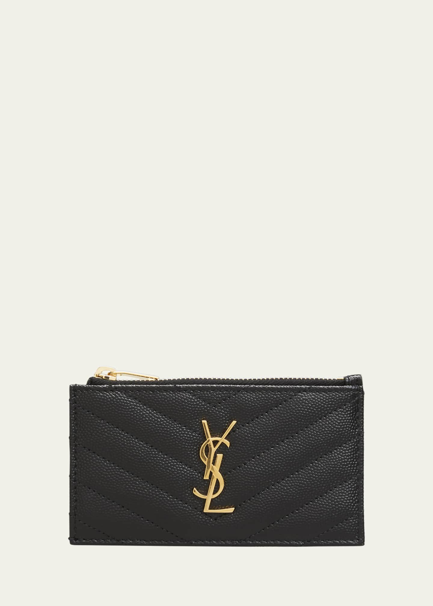 Saint Laurent Zip Fragments YSL Monogram Pouch Card Case Wallet