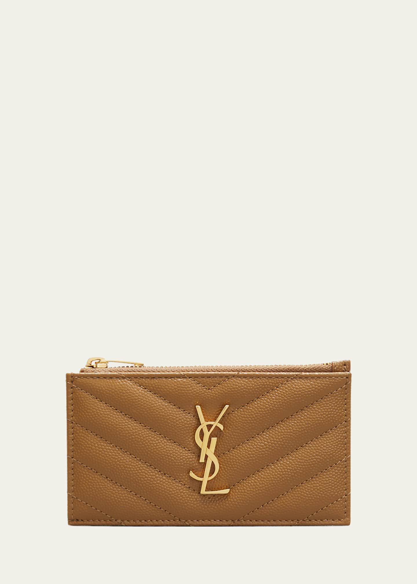 Saint Laurent Zip Fragments YSL Monogram Pouch Card Case Wallet