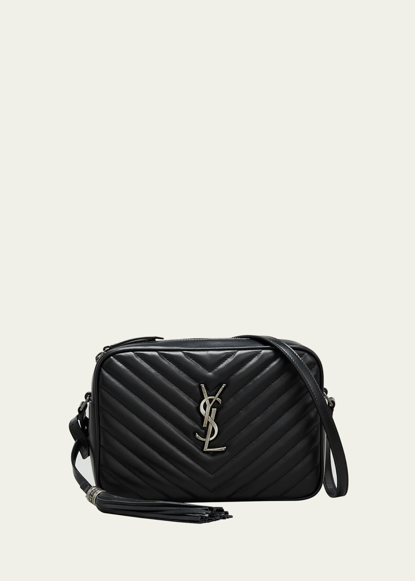 Lou Camera Leather Crossbody Bag in Black - Saint Laurent