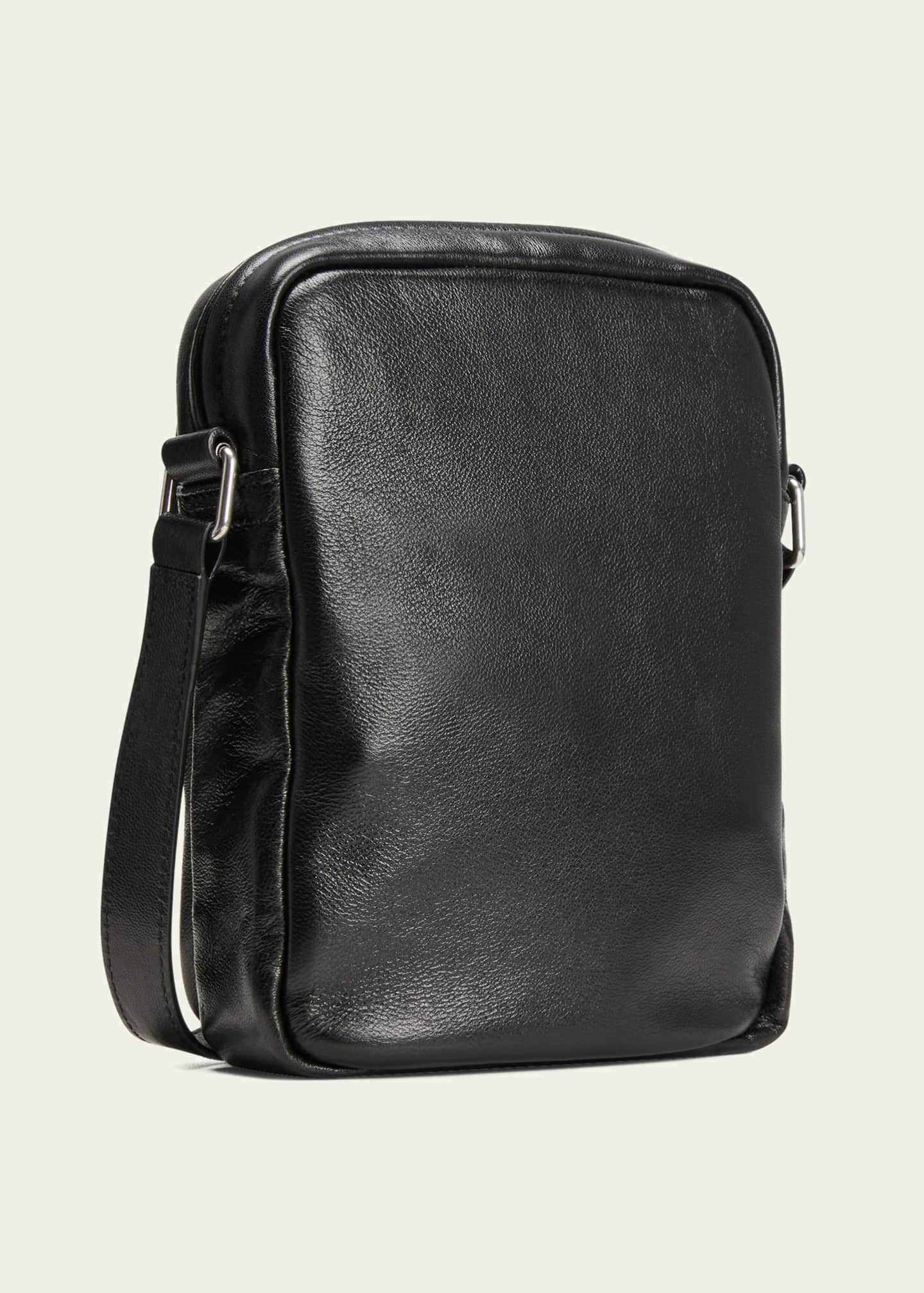 Saint Laurent Brad Soft Leather Crossbody Pouch Bag in Black for Men