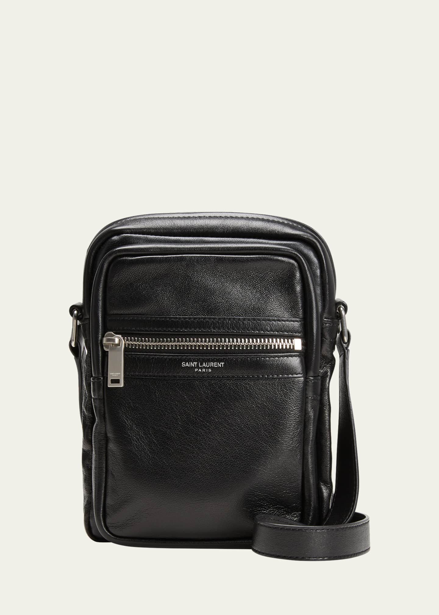 Saint Laurent Men s Brad Soft Leather Crossbody Pouch Bag Bergdorf Goodman