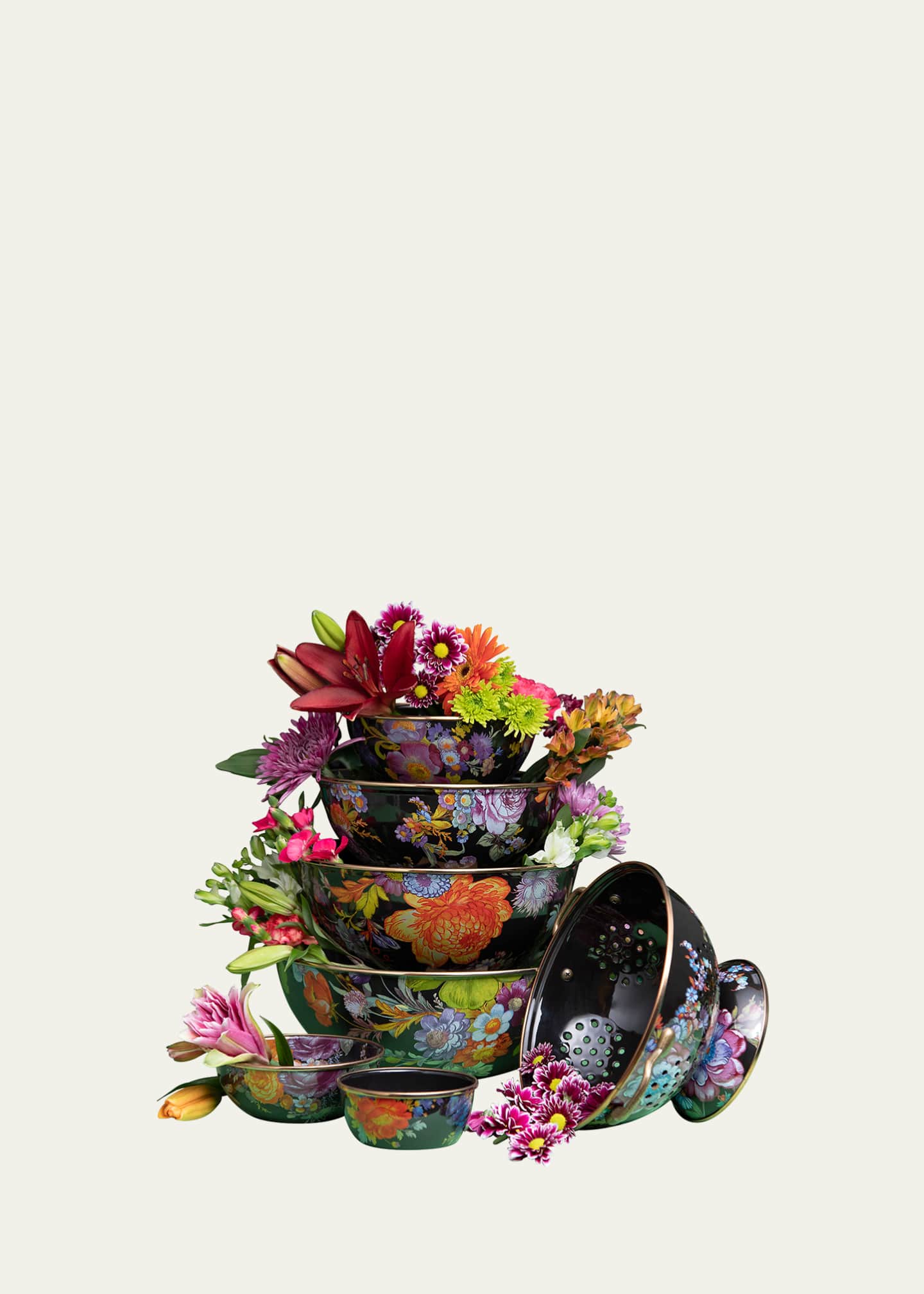 MacKenzie-Childs Flower Market Large Colander, Black Image 2 of 2