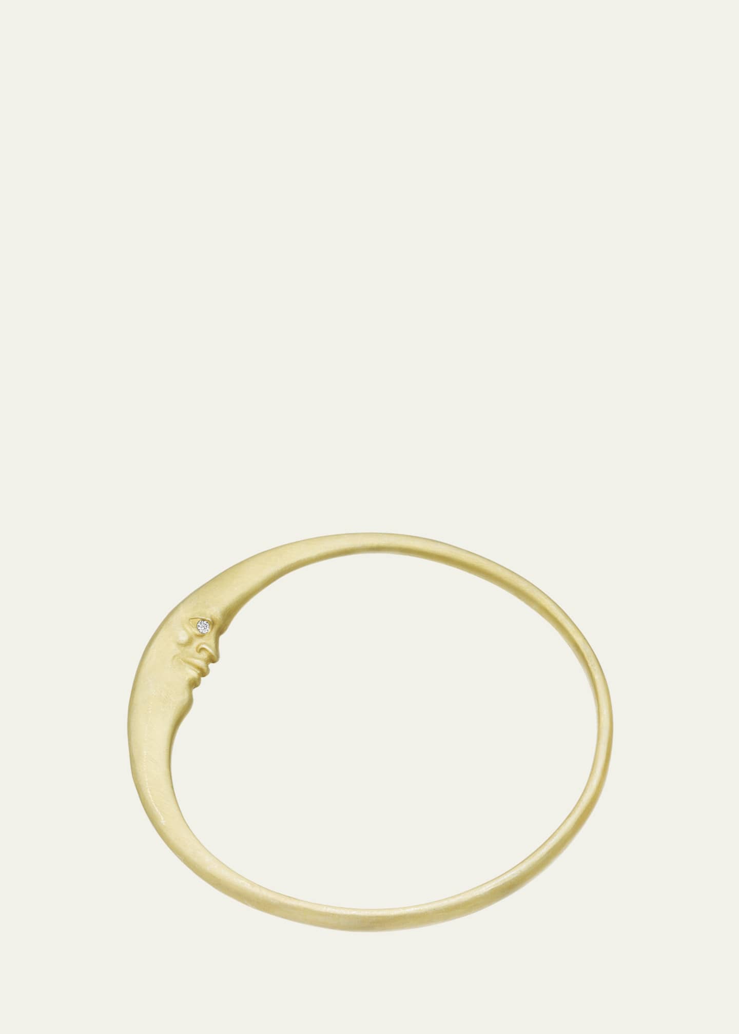 Anthony Lent Crescent Moon Face Bangle in 18k Gold and Diamonds