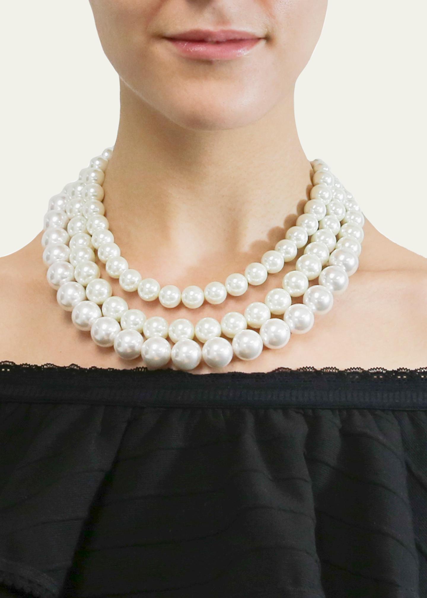 Ben-Amun Triple Glass-Pearl Strand Necklace - Bergdorf Goodman