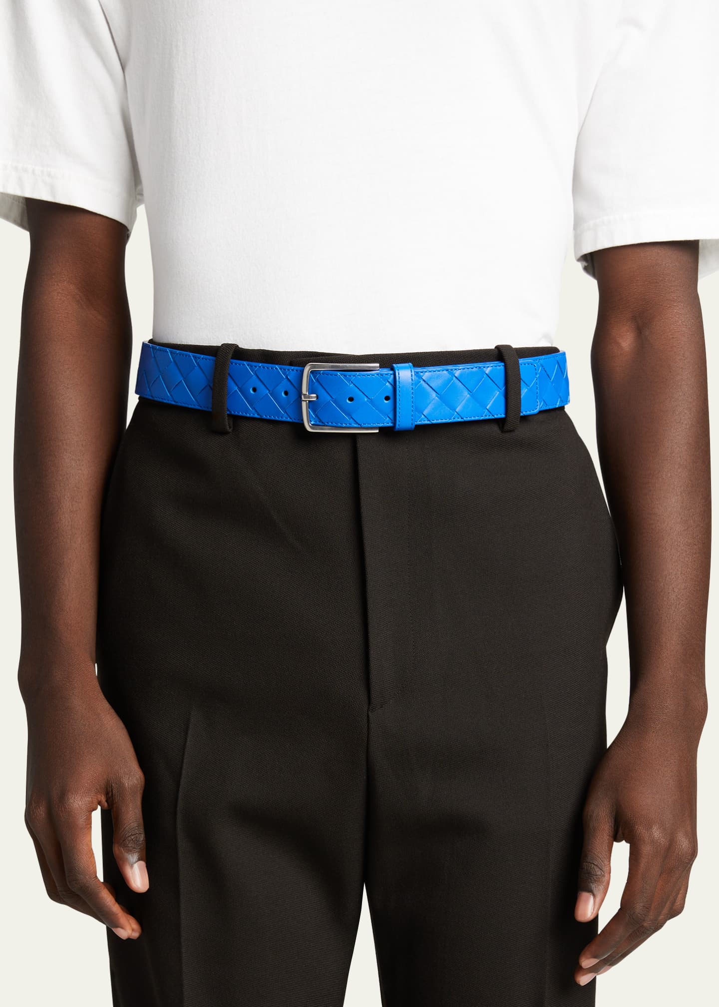 Bottega Veneta Men's Cintura Intrecciato Leather Belt - Bergdorf Goodman