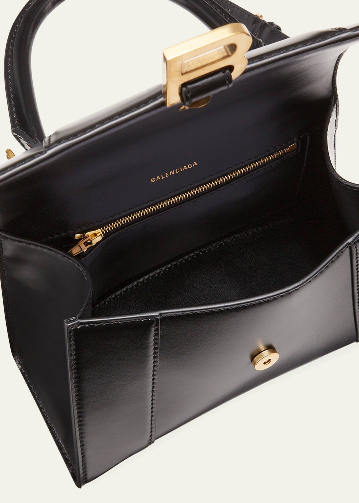 Balenciaga Black Hourglass Small Leather Top Handle Bag