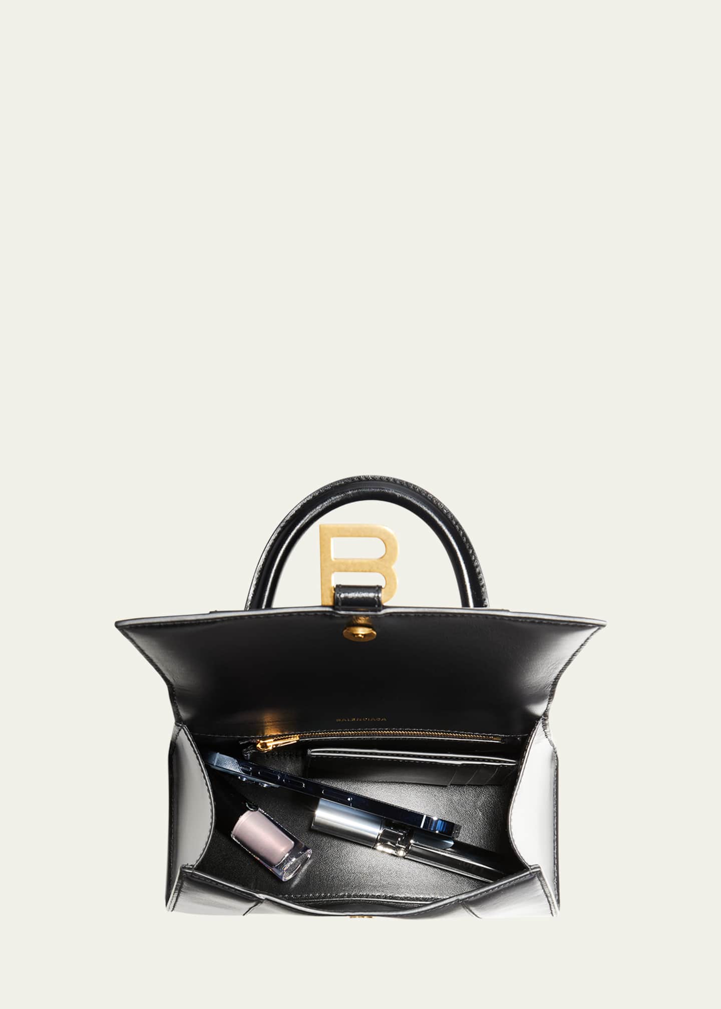 Balenciaga Hourglass Small Shiny Leather Top-Handle Bag Image 4 of 4