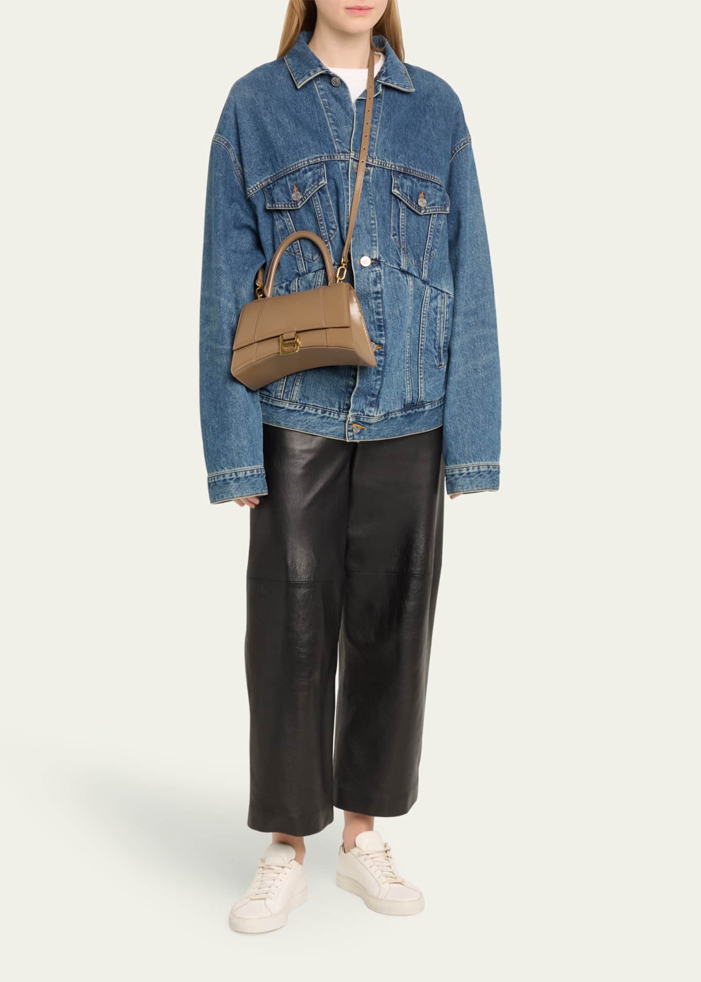 Balenciaga Hourglass Small Shiny Leather Top-Handle Bag
