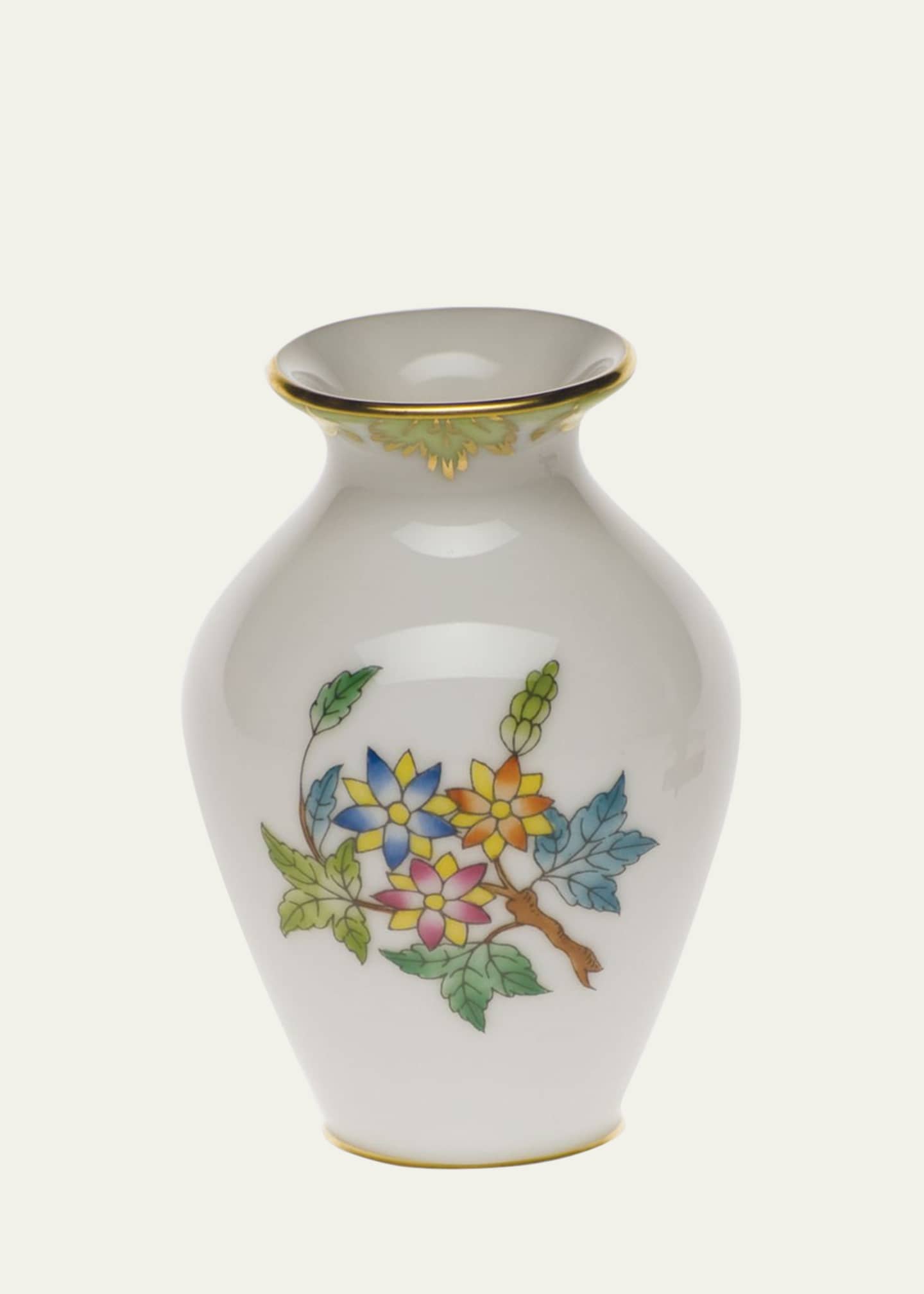 Herend Queen Victoria Green Small Bud Vase