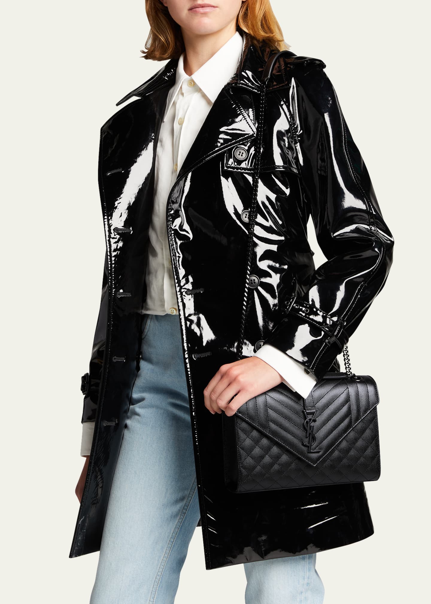 Saint Laurent Medium Envelope Quilted Crossbody Bag