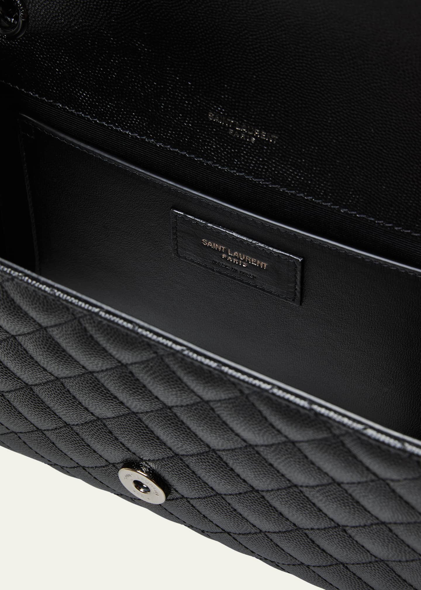 Saint Laurent Envelope Triquilt Medium YSL Shoulder Bag in Grained Leather Image 4 of 6