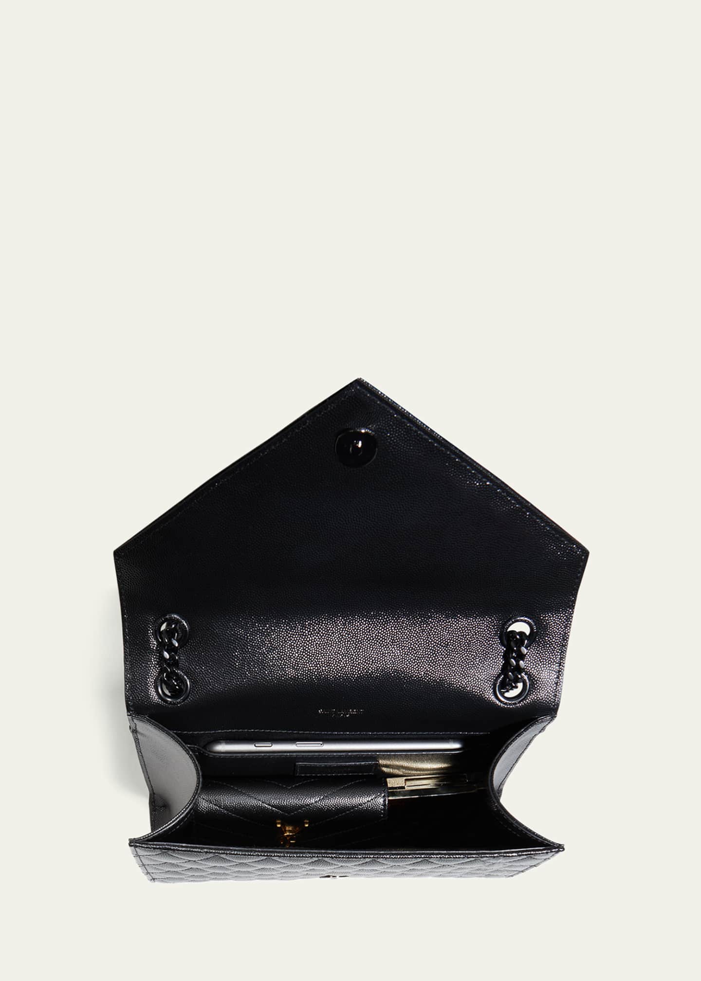 Saint Laurent Envelope Triquilt Medium YSL Shoulder Bag in Grained Leather Image 6 of 6