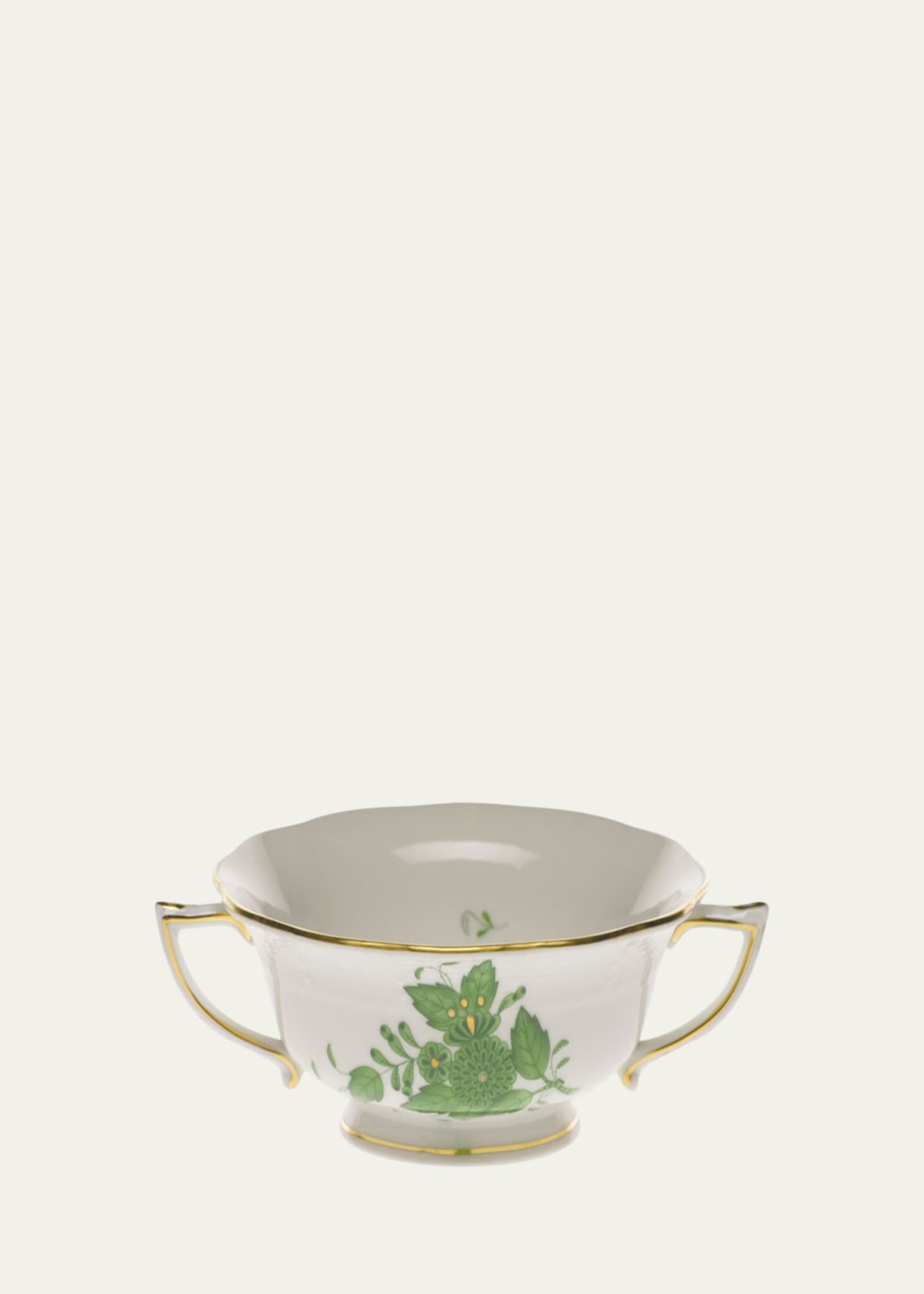 Herend Chinese Bouquet Green Cream Soup Cup