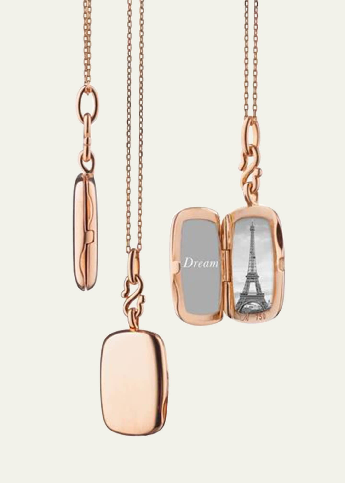 Monica Rich Kosann 18K Rose Gold Slim Britt Rectangle Locket Necklace