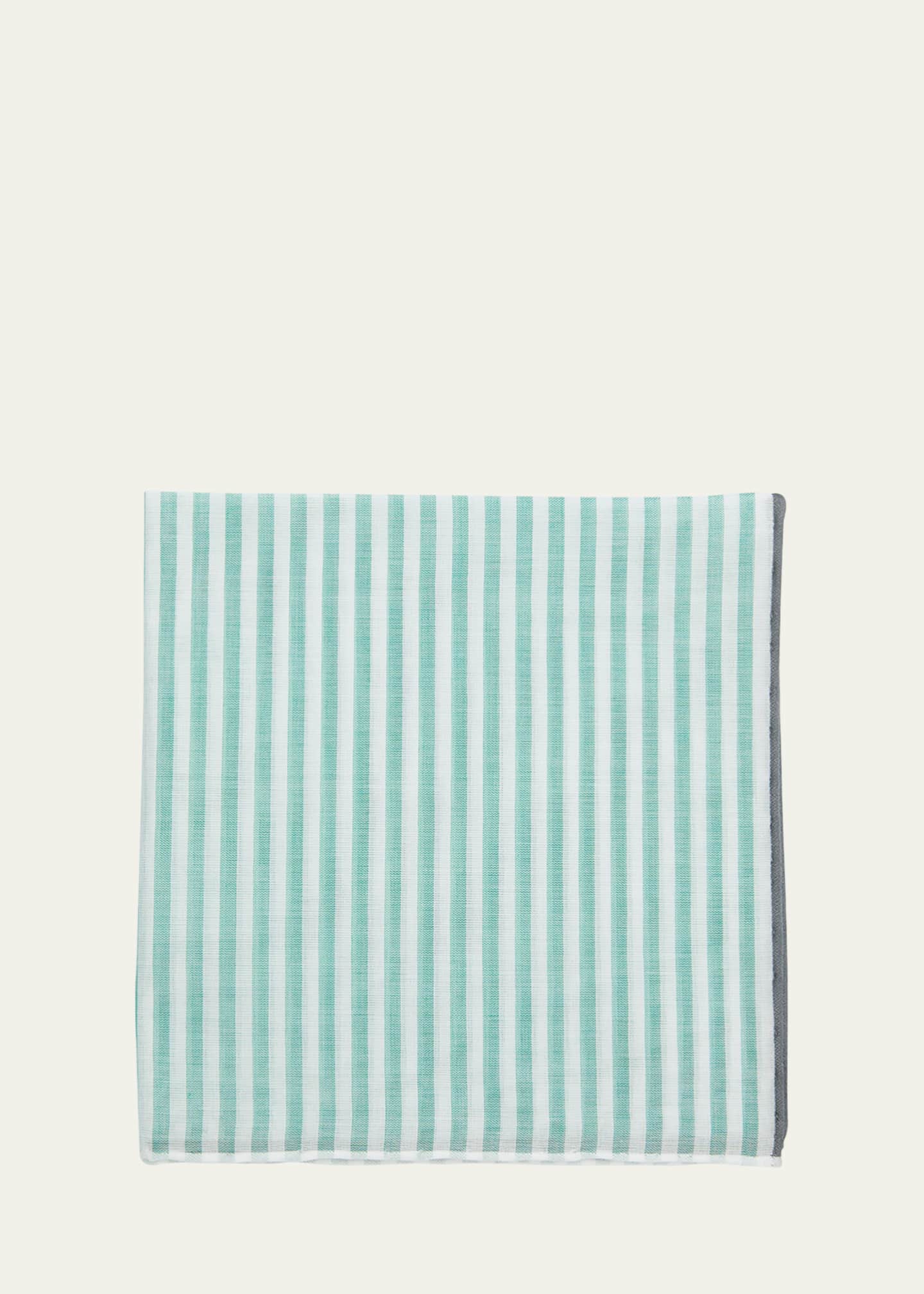 Simonnot Godard Men's Buren Cotton Stripe Pocket Square
