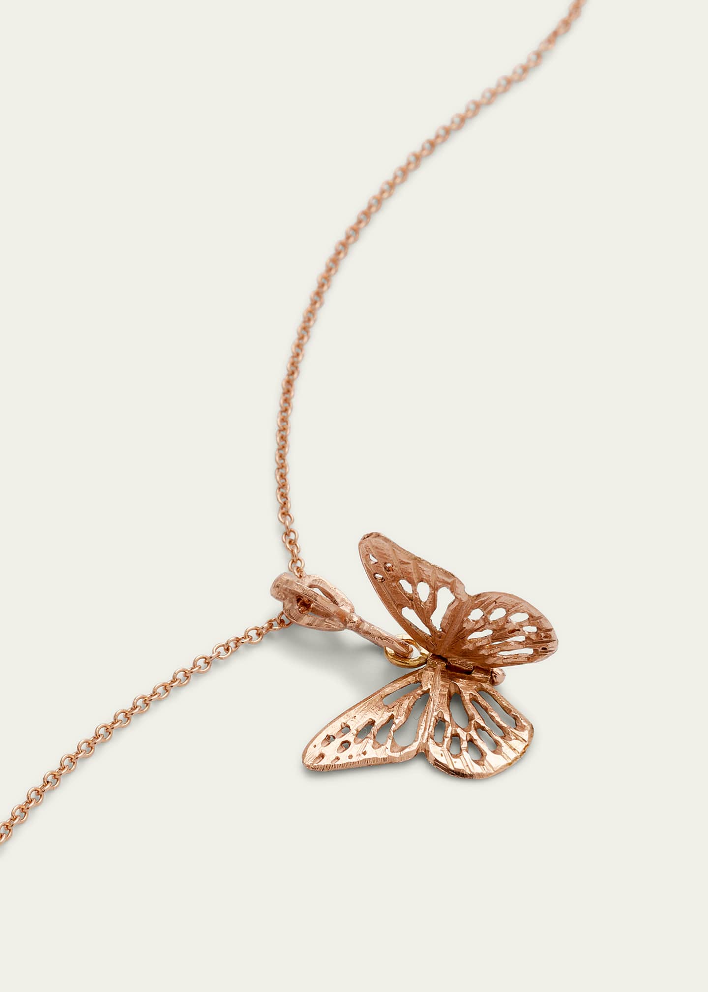 James Banks 14Kr Gold Monarch Butterfly Necklace On 14K Rose Gold Chain w/ 2 Diamond Accents Image 3 of 4