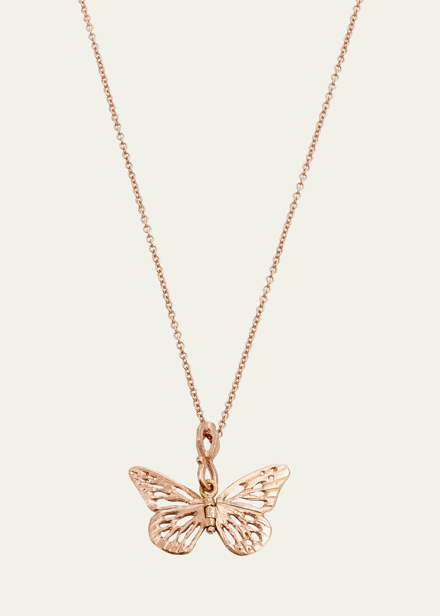 James Banks 14Kr Gold Monarch Butterfly Necklace On 14K Rose Gold Chain w/ 2 Diamond Accents Image 1 of 4