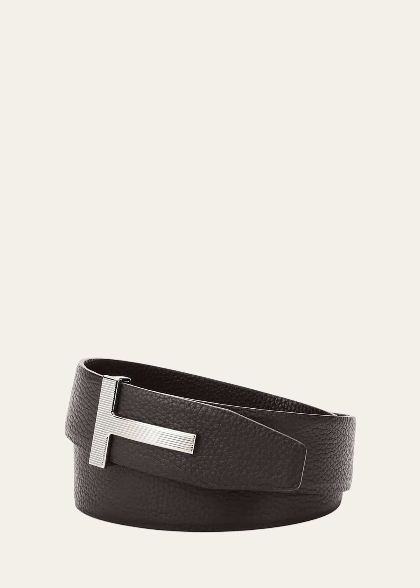TOM FORD Men's Ridged T-Buckle Reversible Leather Belt - Bergdorf Goodman